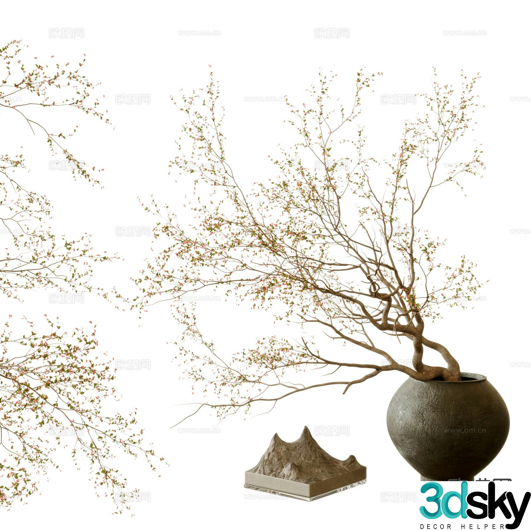 vase floral arrangement dried flowers flower arrangement 3d model