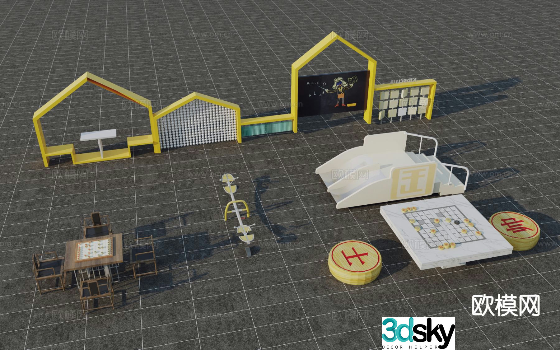 3D model of modern community landscape sketch