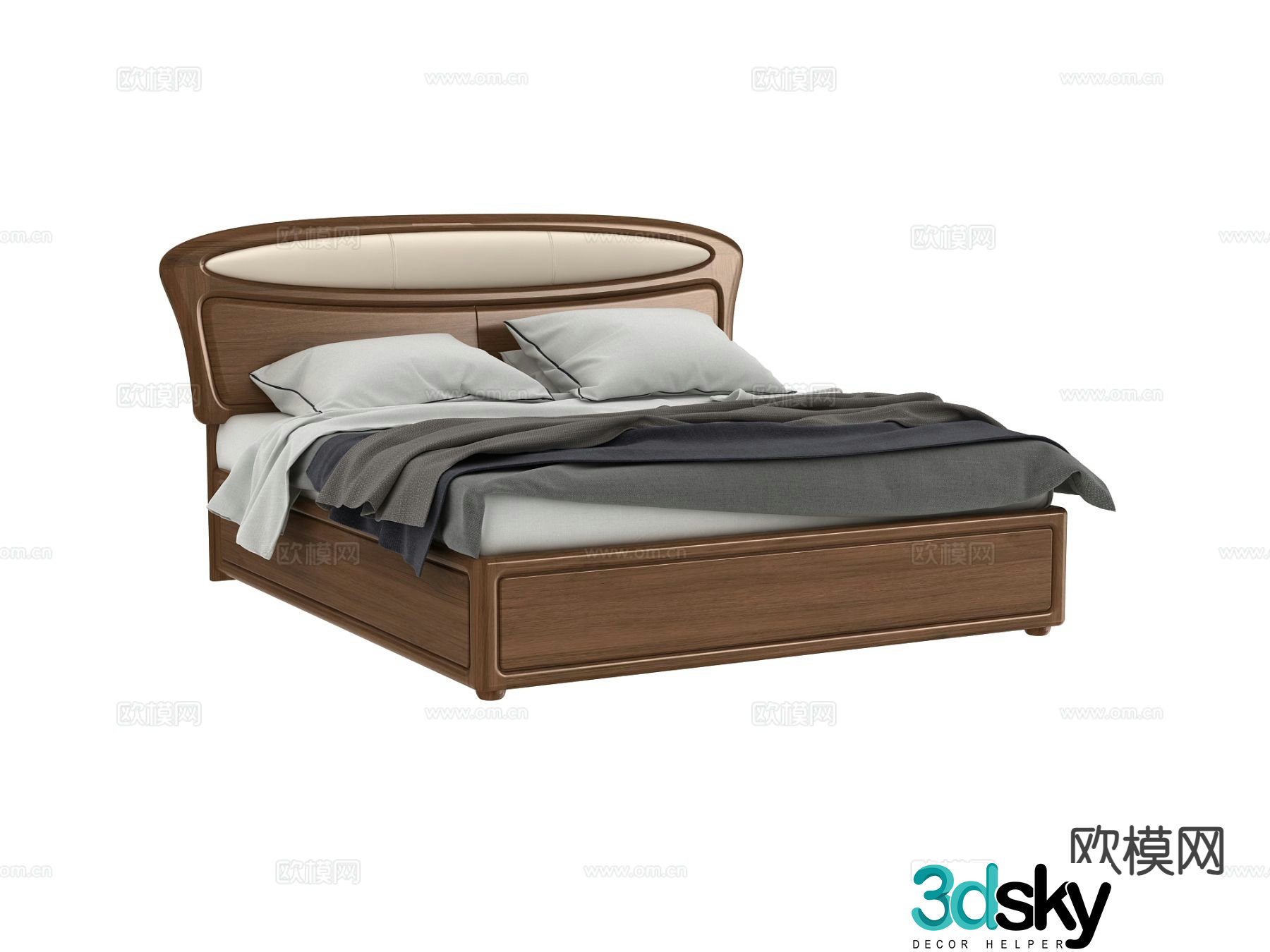 Modern double bed 3d model