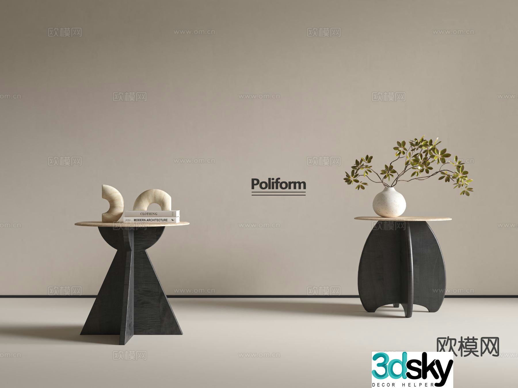 Wabi-sabi circle table side table 3D model