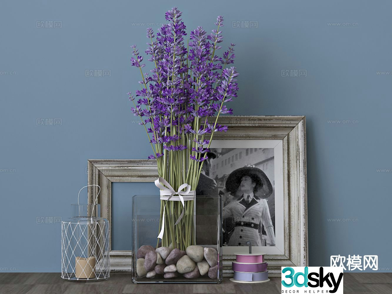 Modern vase lavender candlestick ornaments 3d model