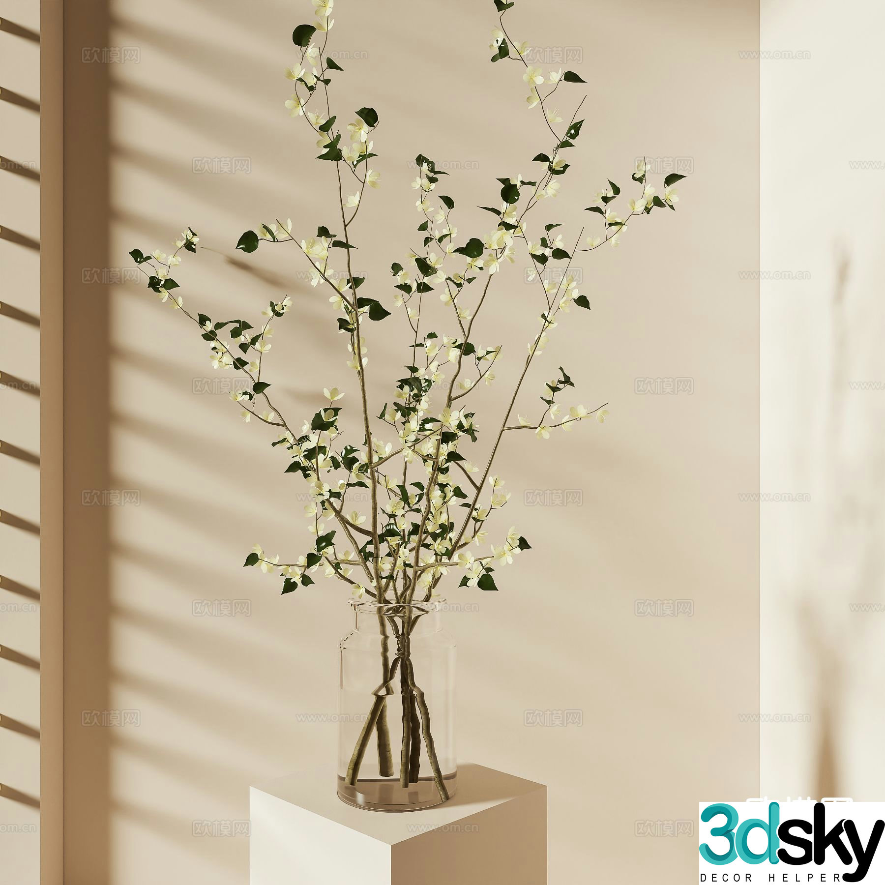 vase floral green plant flower arrangement 3d model