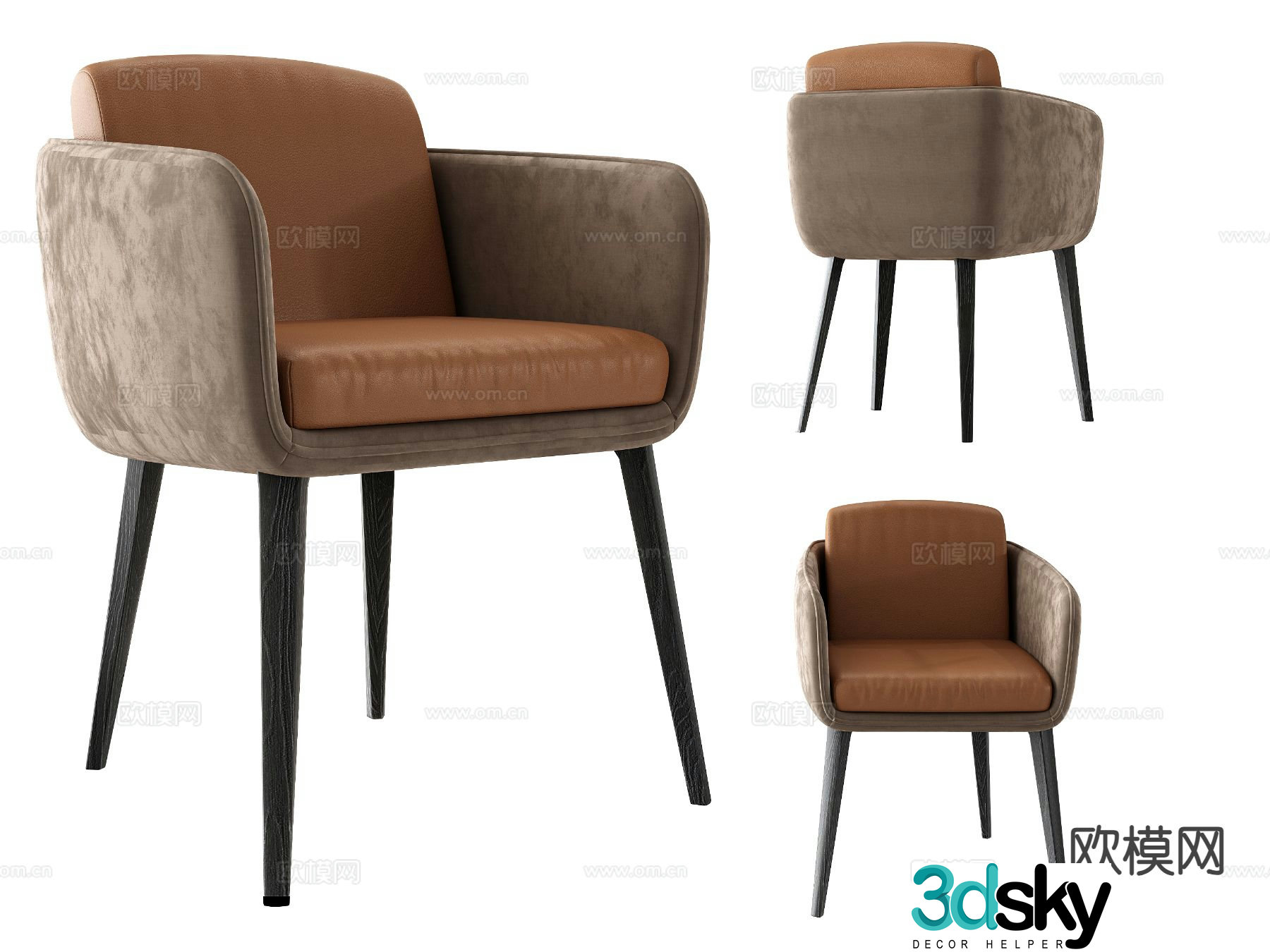 Modern chair dining chair 3d model