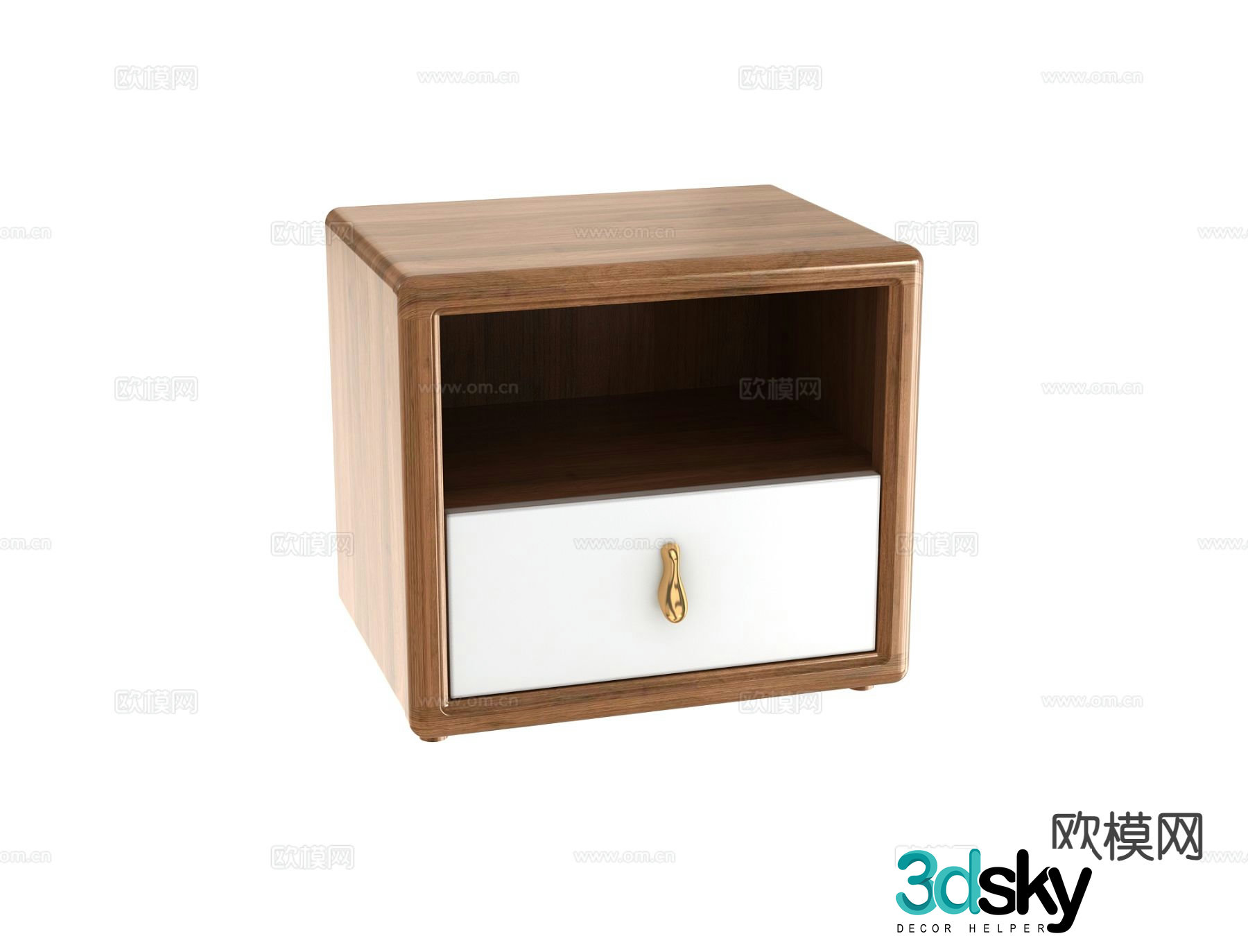 solid wood cabinet bedside table 3d model
