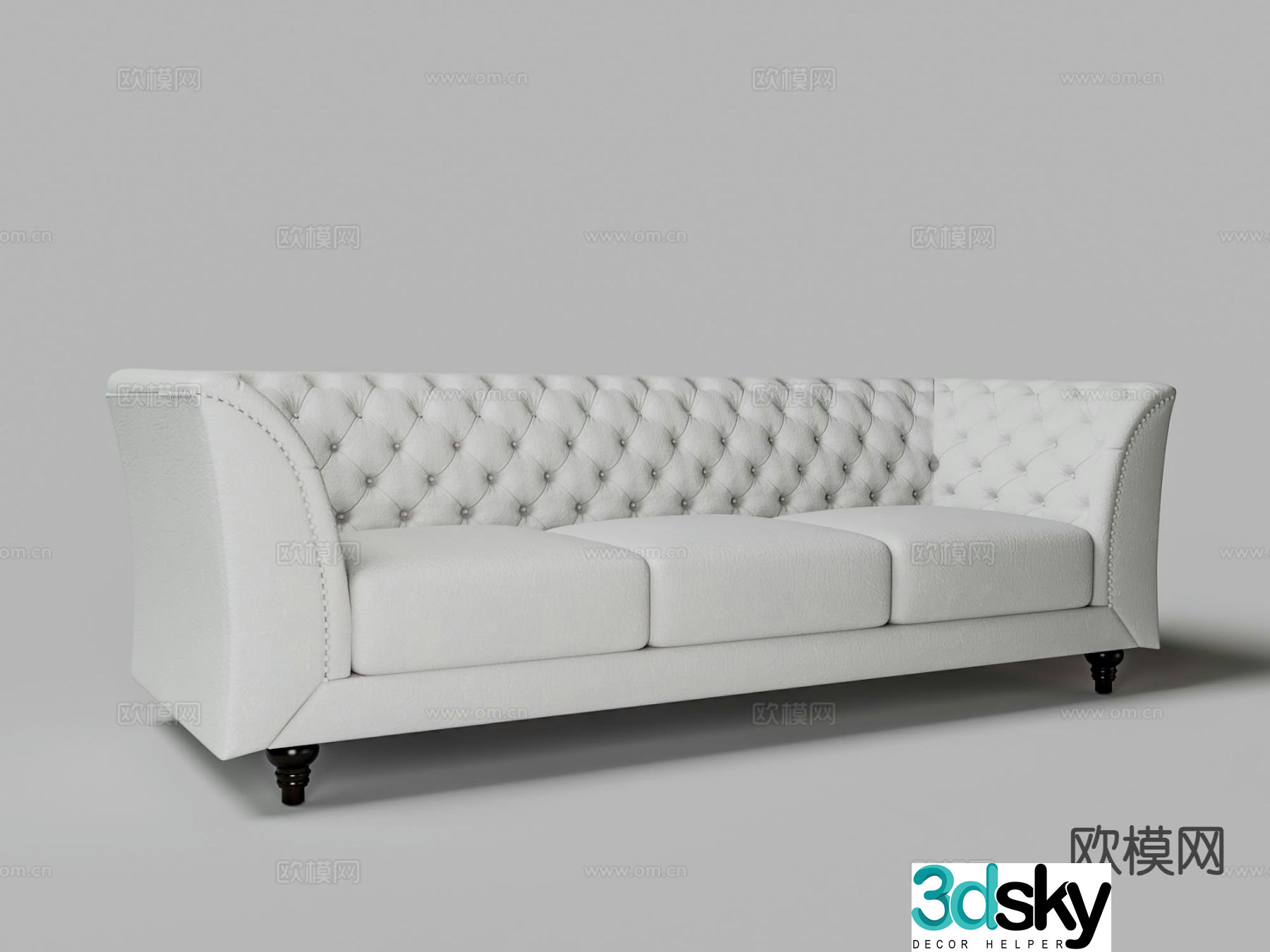 Three seater sofa leather sofa 3d model
