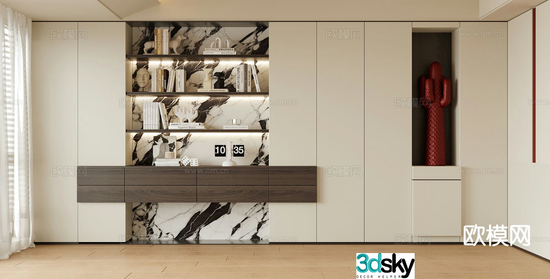 Modern bookcase bookshelf 3d model