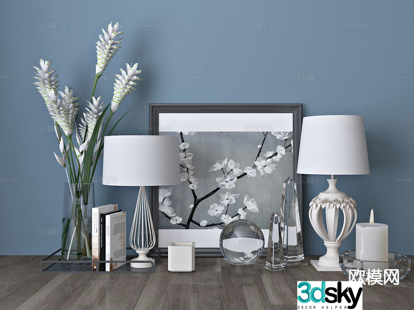 Modern decorations ornaments table lamps photo frames 3d model