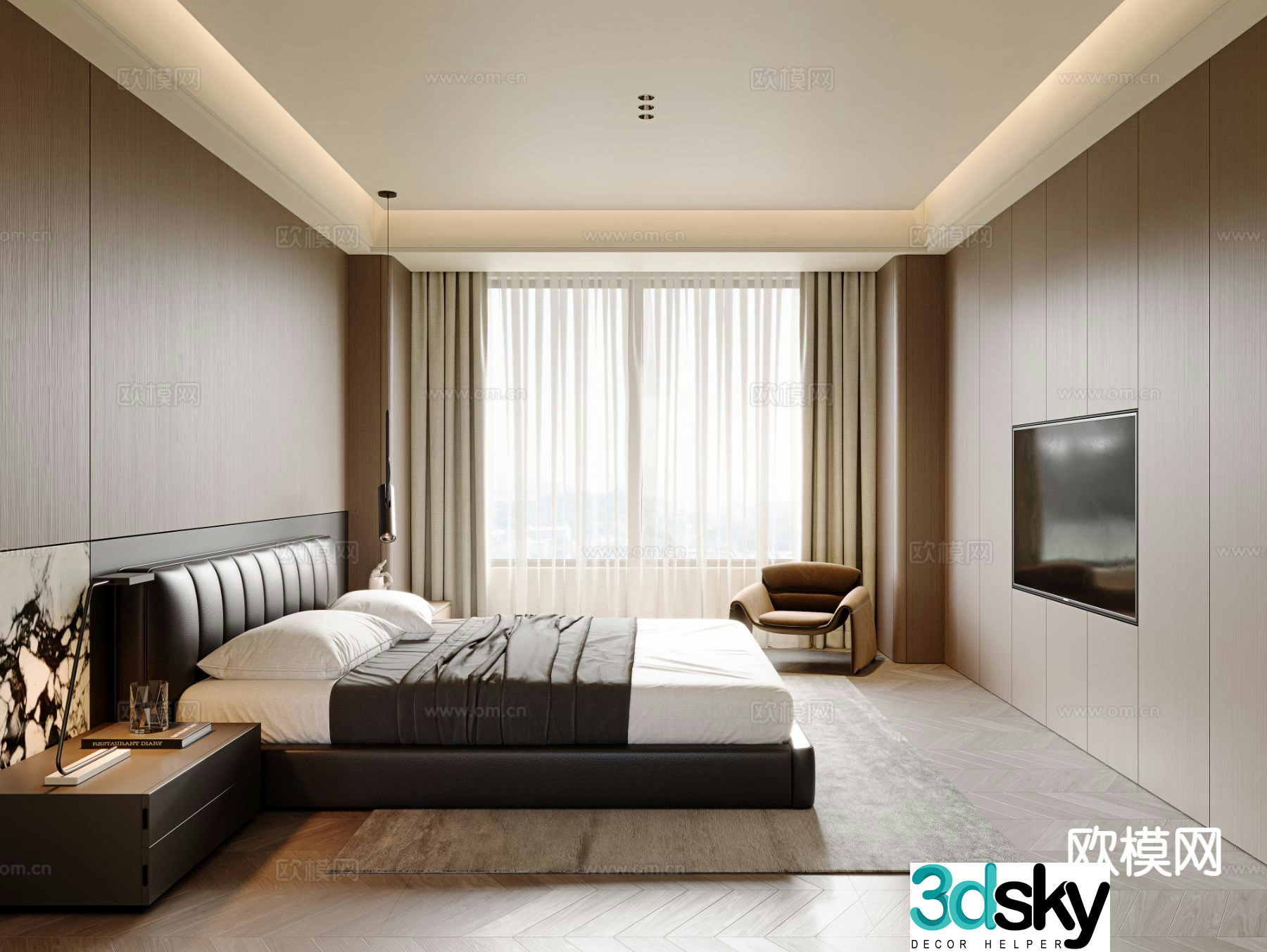 Italian style bedroom master bedroom 3d model