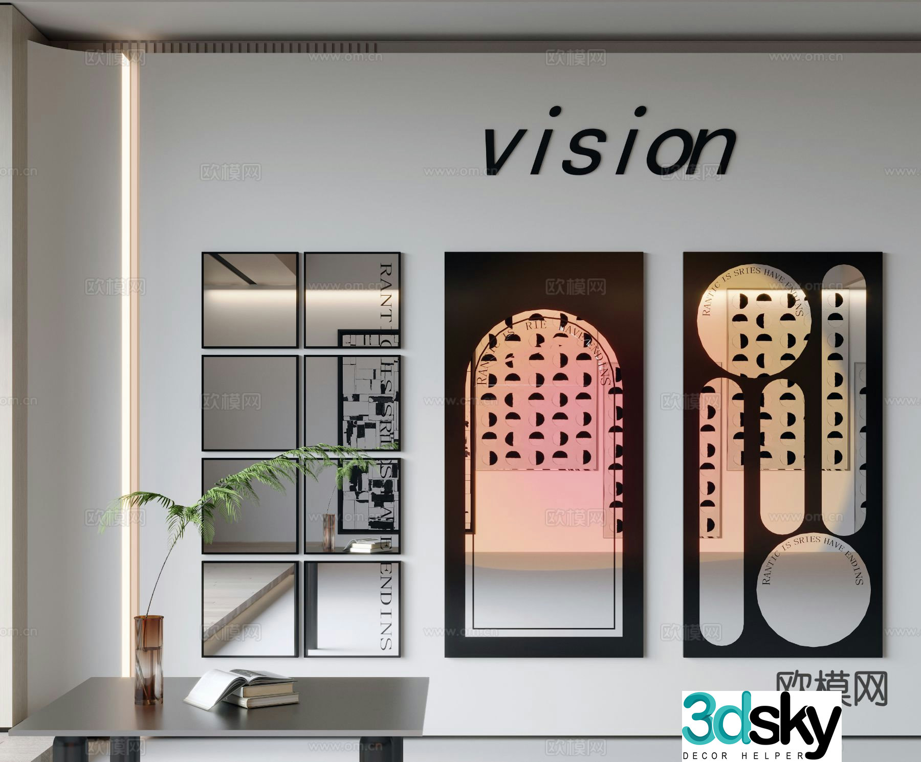 Medieval style decorative mirror hanging mirror full-length mirror ins style floor mirror fitting mirror black frame mirror 3D model