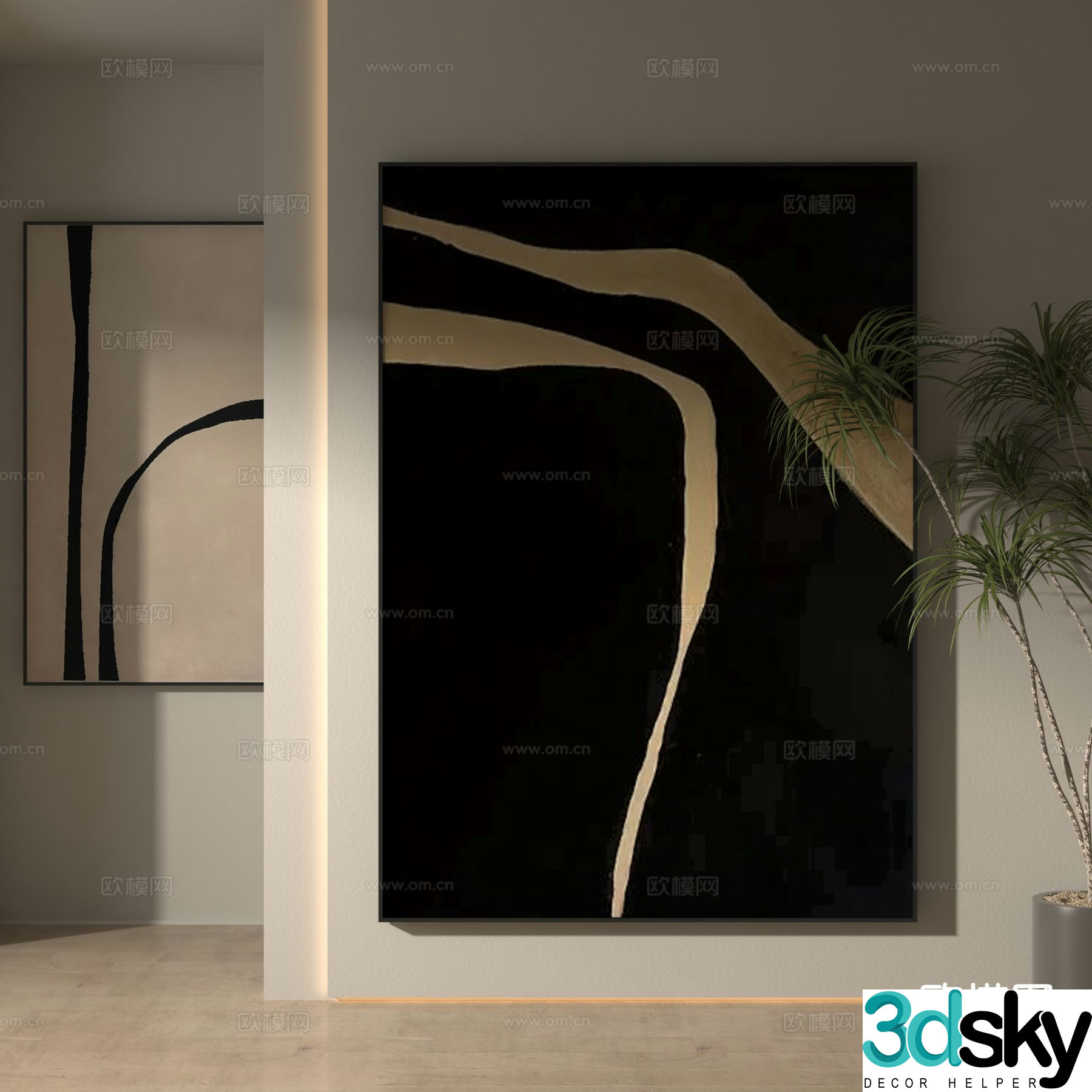 Wabi-sabi style hanging painting decorative hanging painting abstract painting 3D model