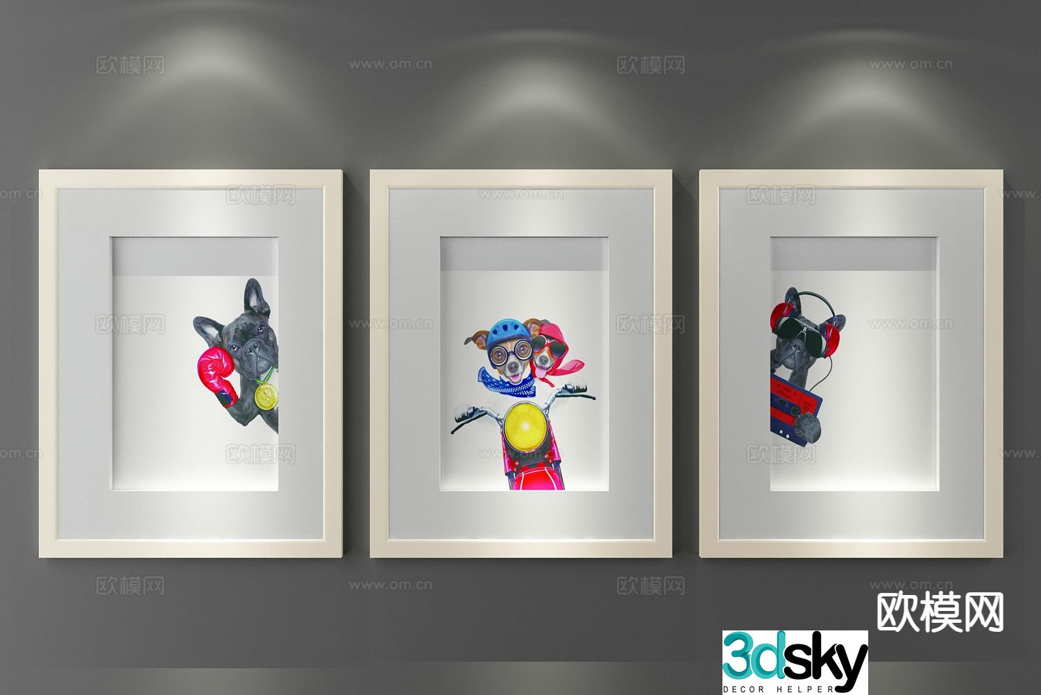 Decorative painting animal painting cartoon hanging painting 3d model