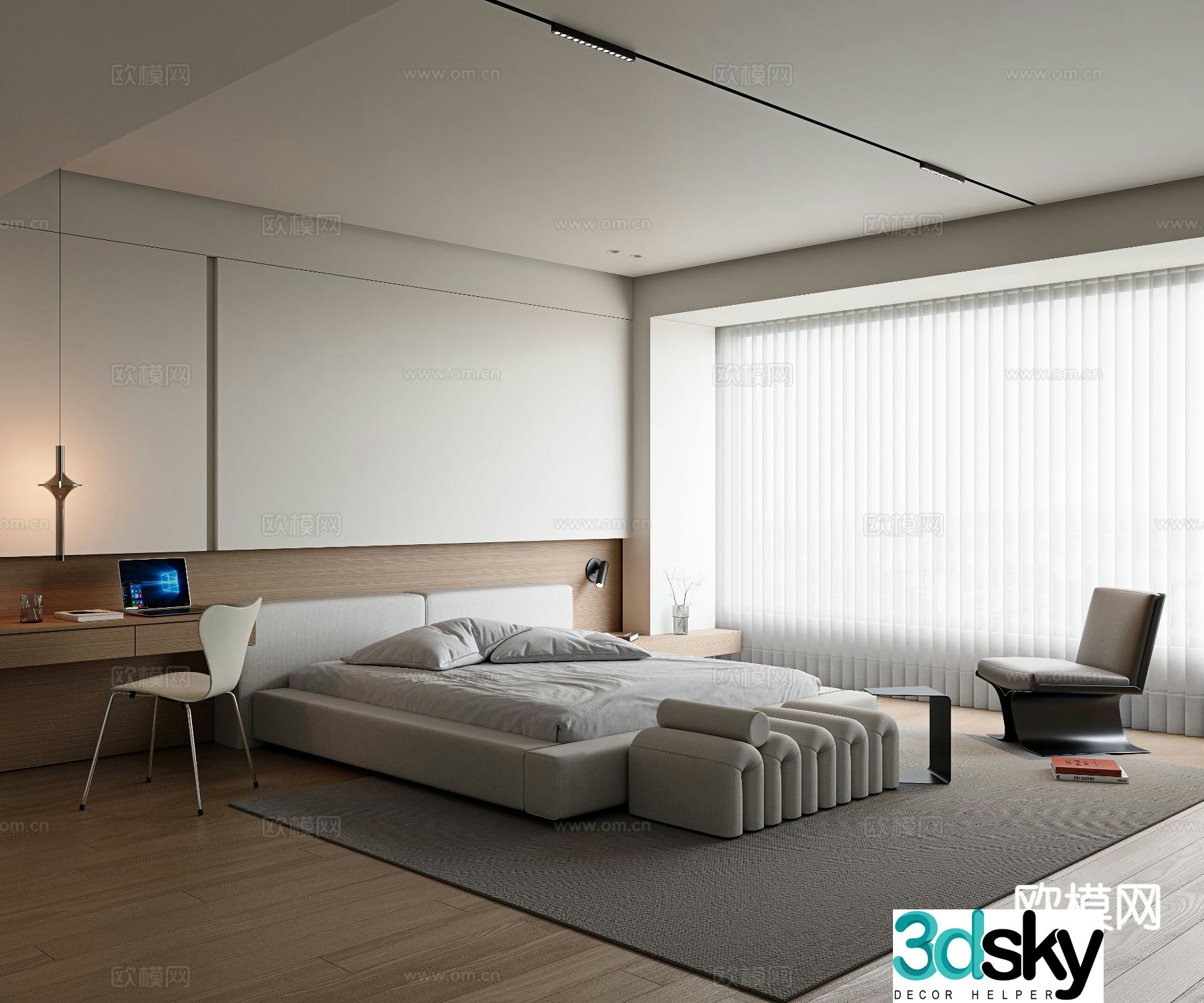 Minimalist bedroom master bedroom 3d model
