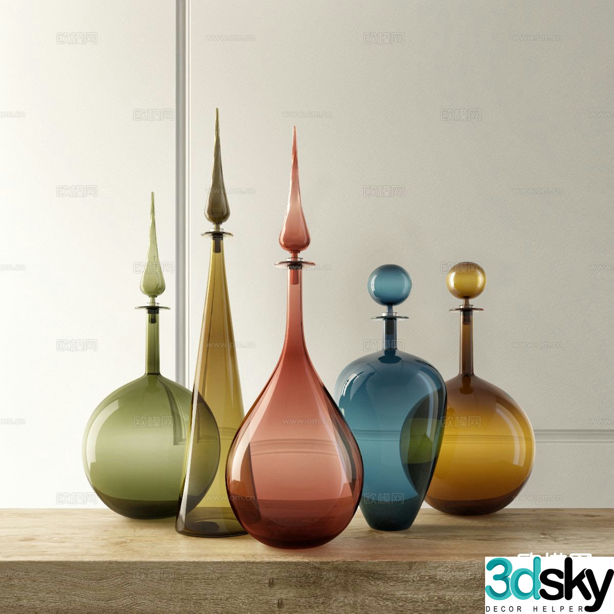 Modern ceramics porcelain glass bottle 3d model