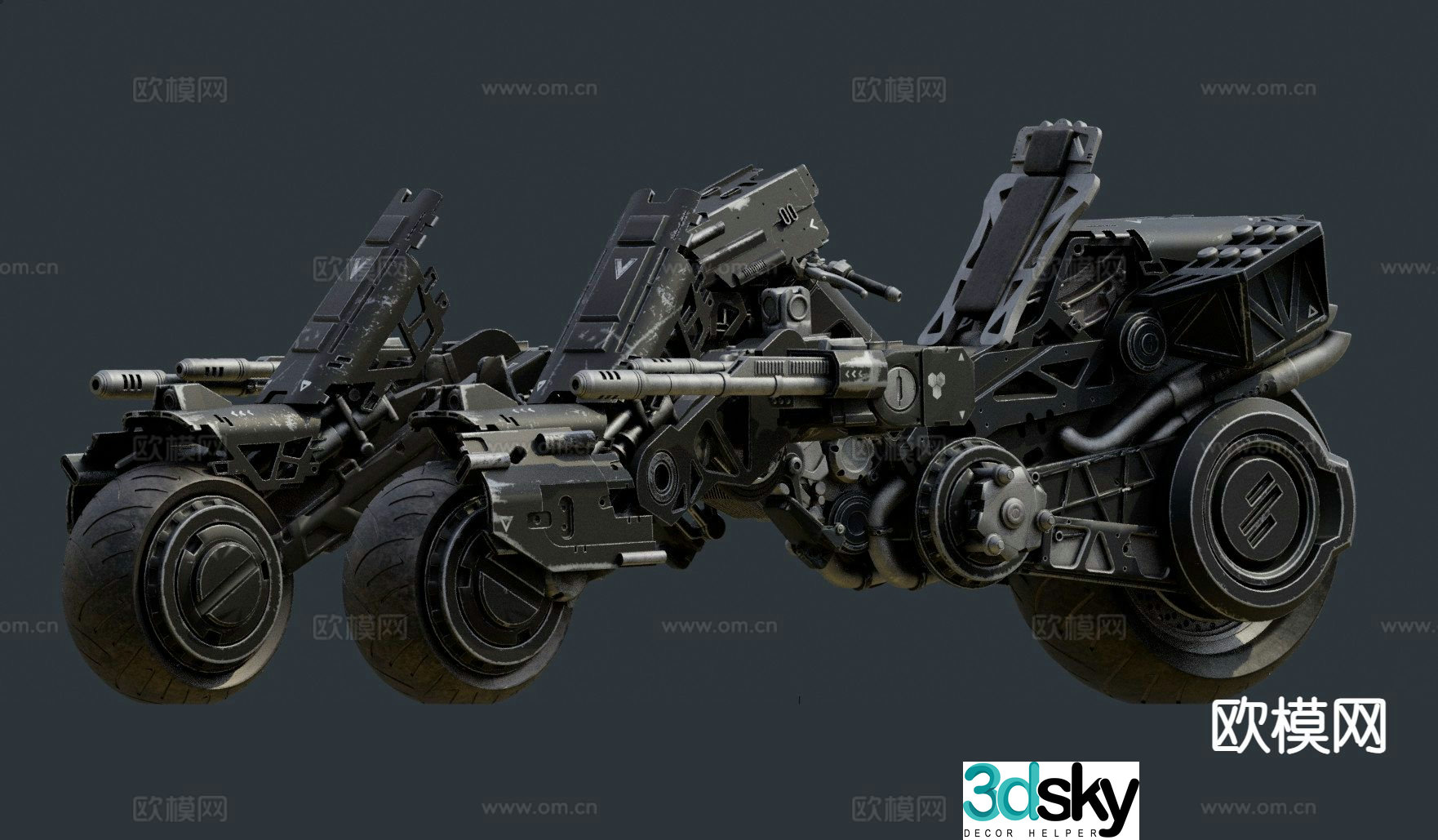combat motorcycle 3d model