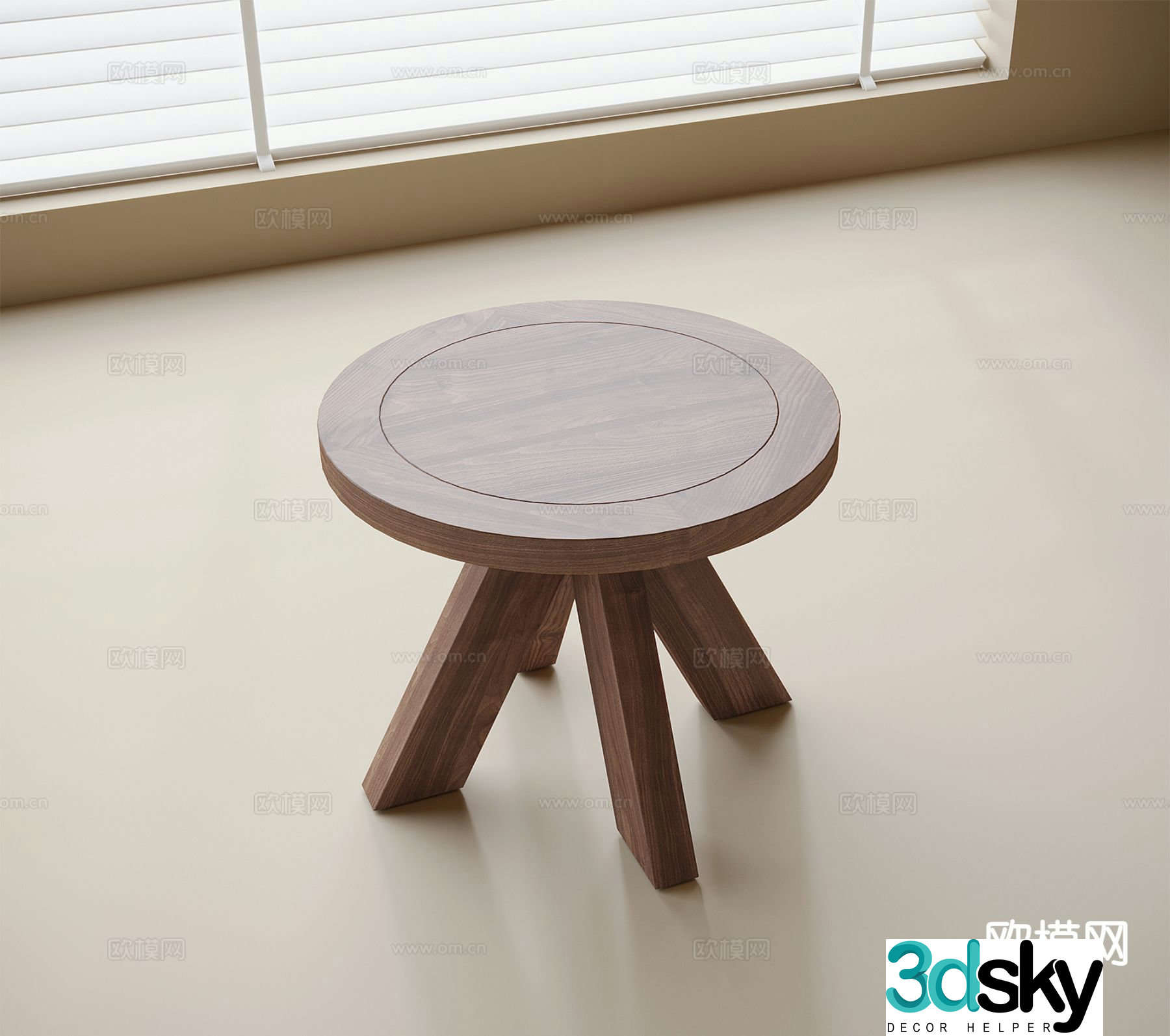 Wabi-sabi stool shoe changing stool round stool 3D model