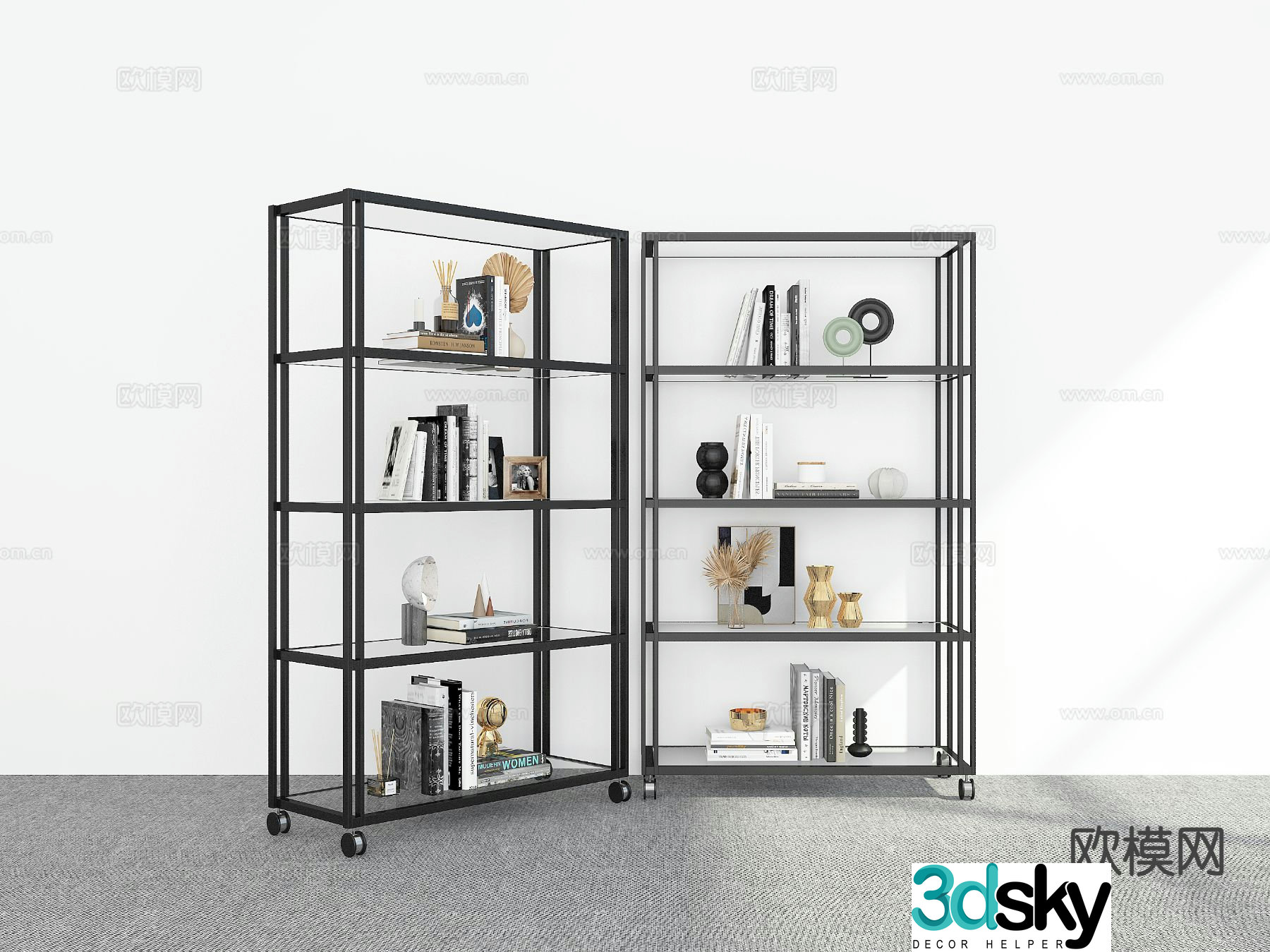 Modern bookcase bookshelf 3d model