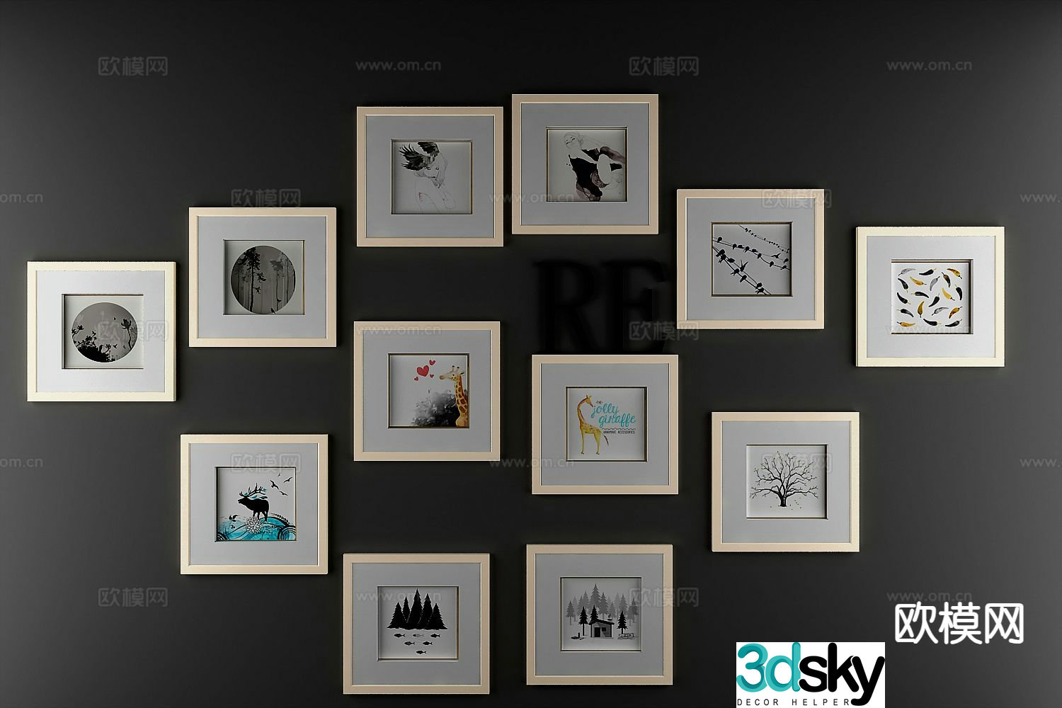 Decorative painting simple painting abstract painting hanging painting 3D model
