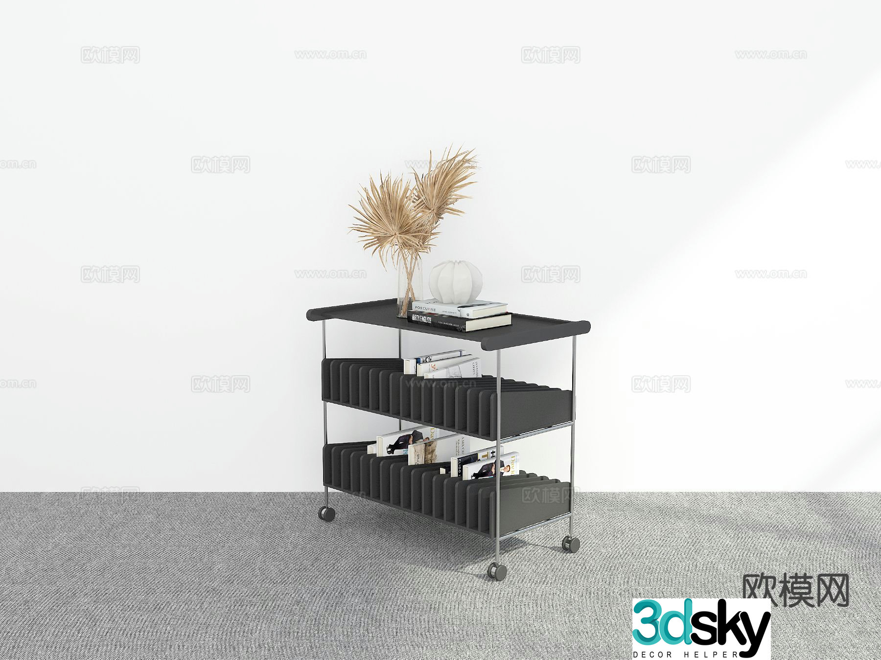 Modern trolley side table corner table 3d model