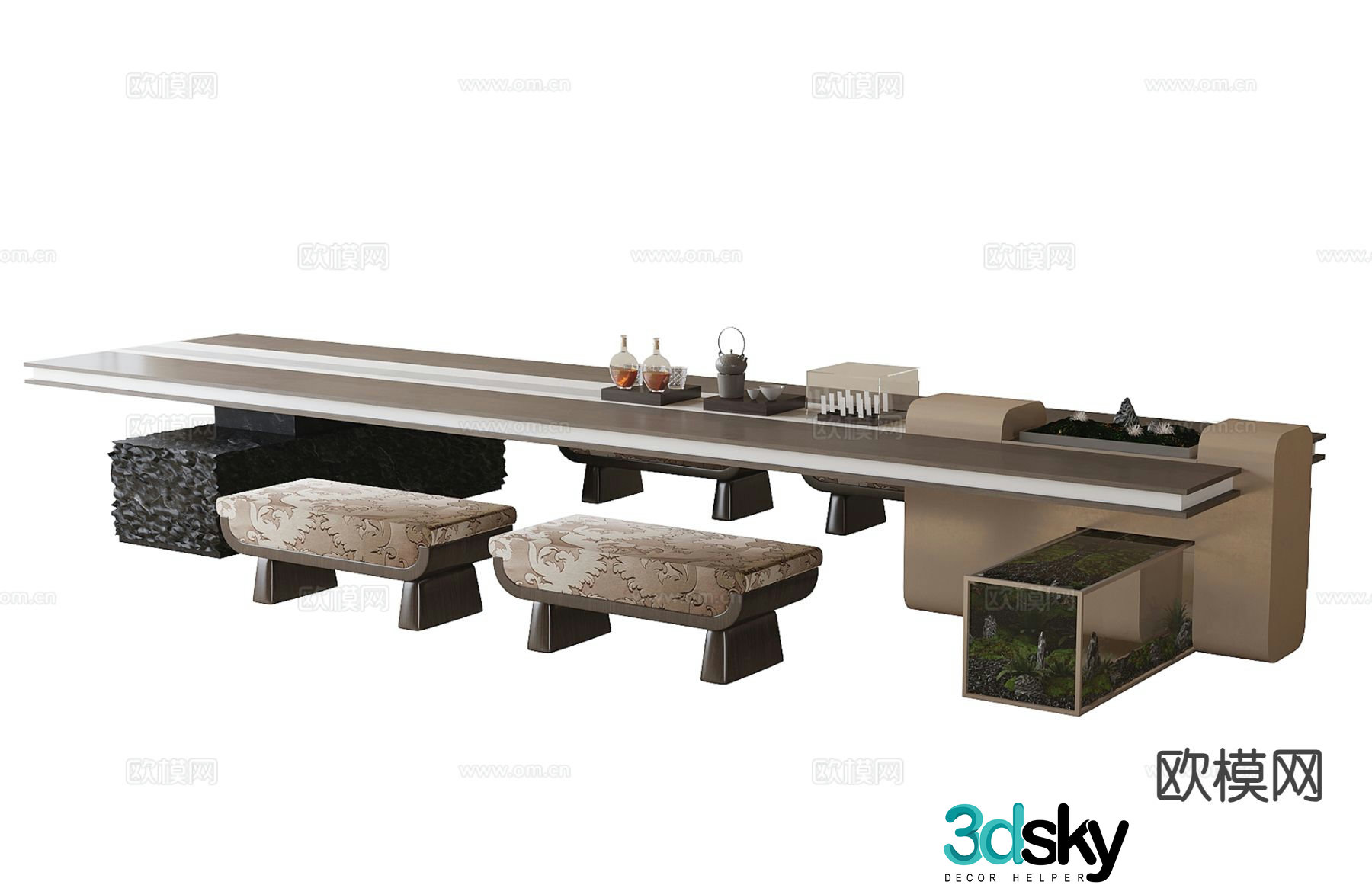 New Chinese style tea table tea table 3d model