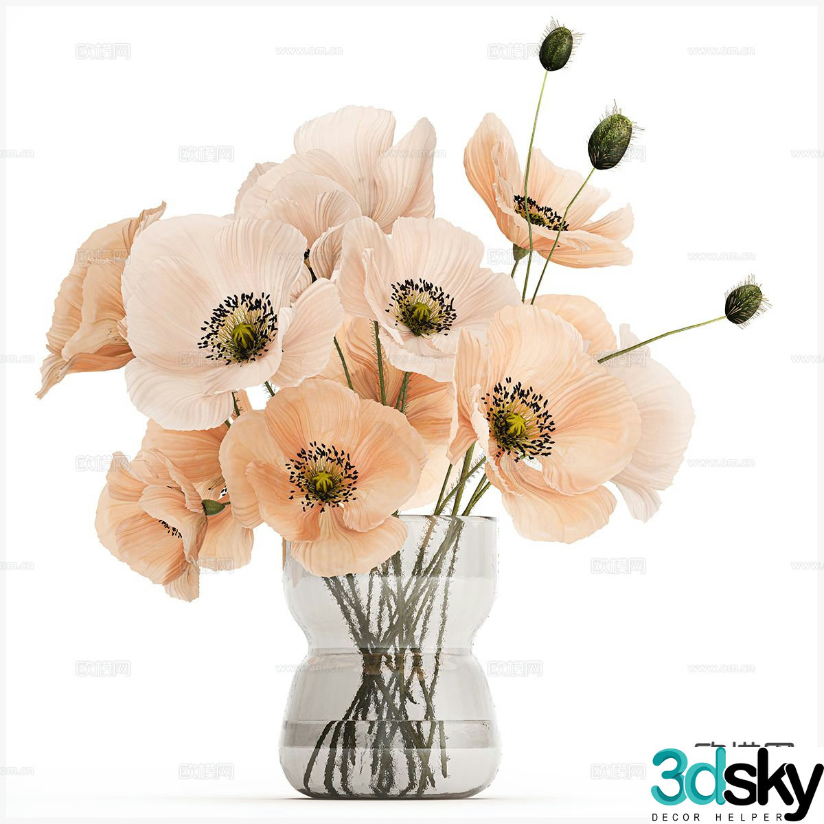 vase floral arrangement flowers flower arrangement 3d model