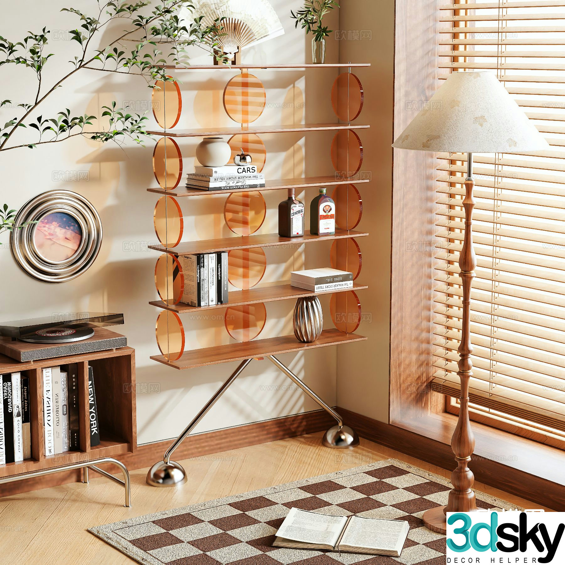 Medieval style acrylic storage shelf bookshelf 3d model