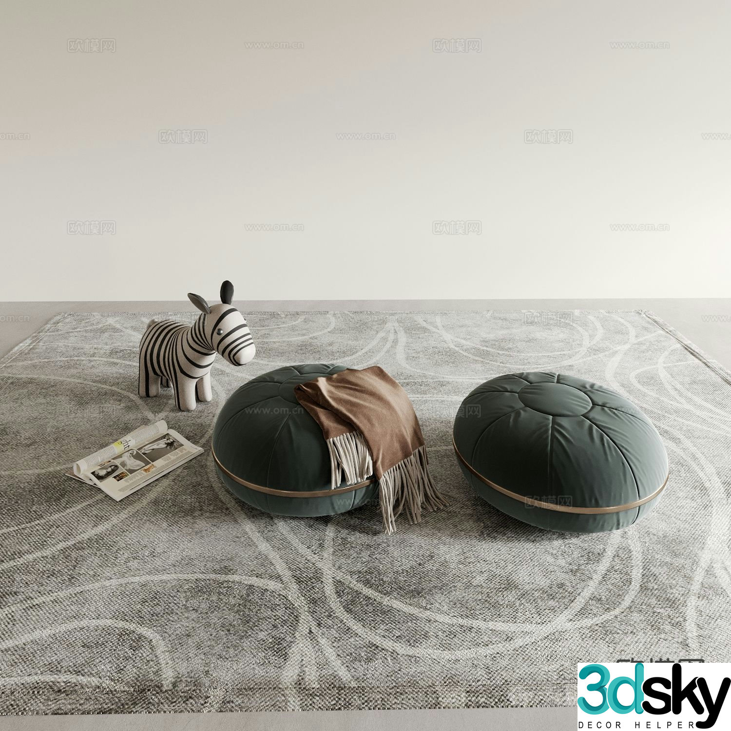 Sofa stool beanbag sofa cushion 3d model