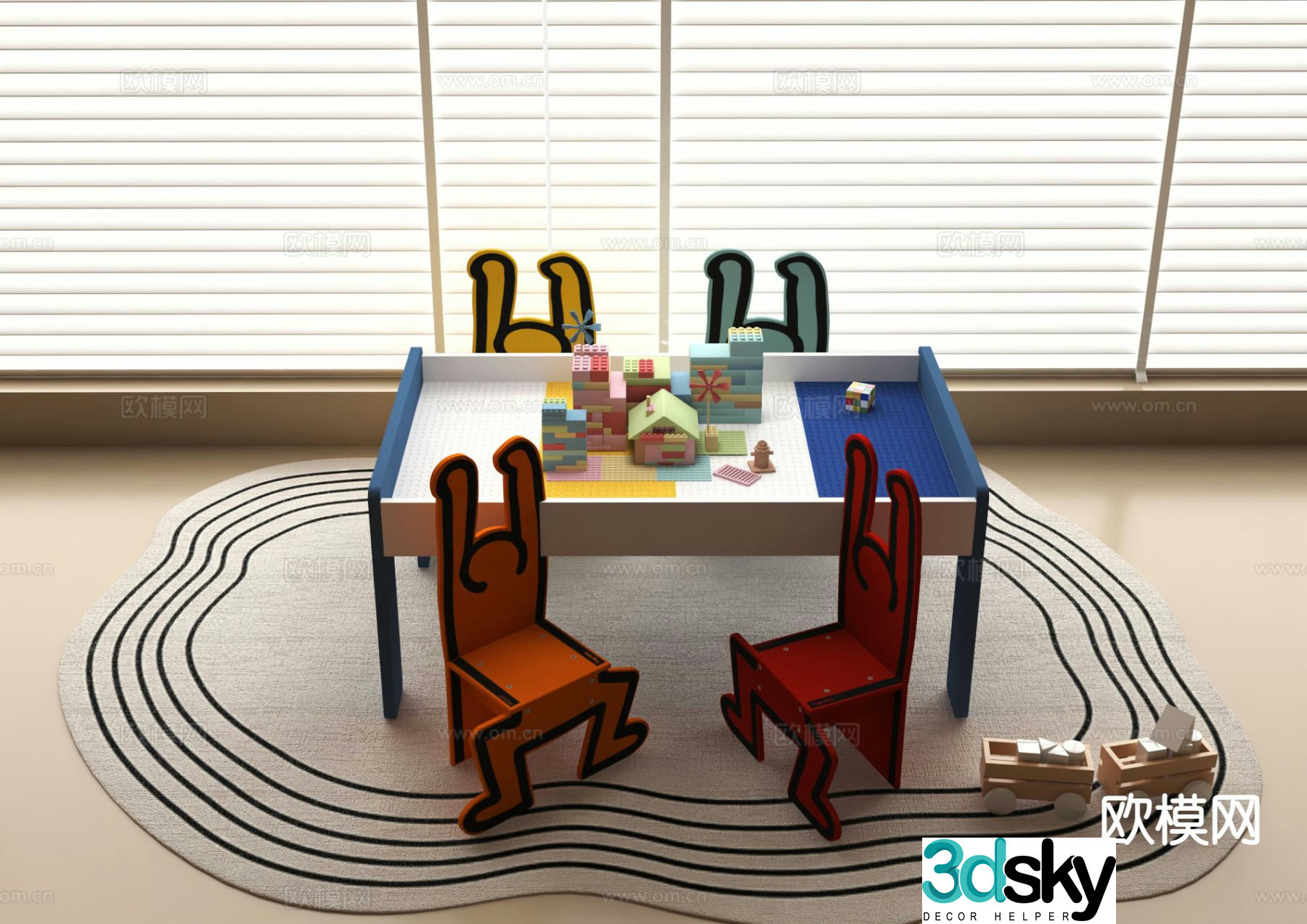 Children’s tables and chairs game tables and chairs toy table 3d model