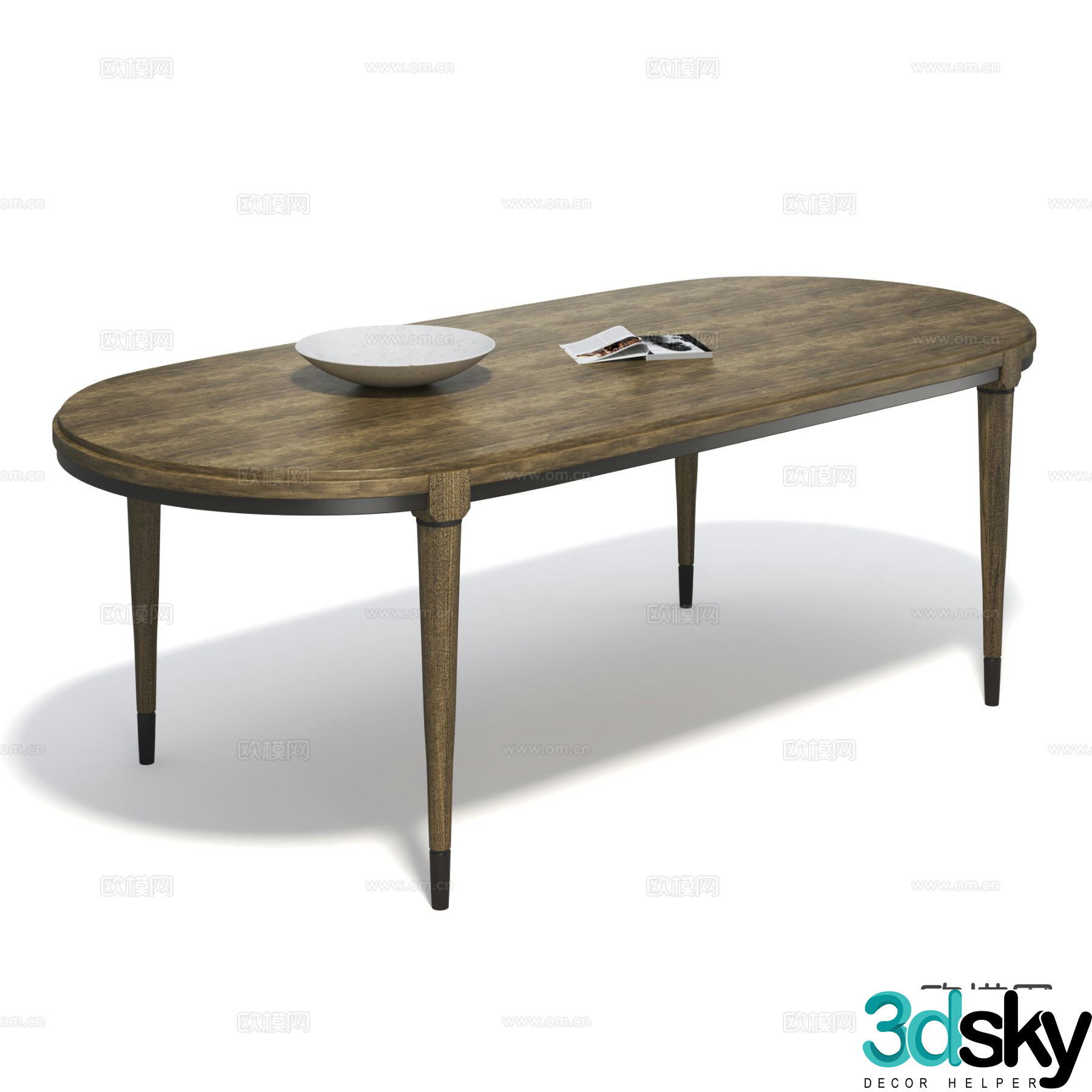 American dining table solid wood dining table log dining table 3d model
