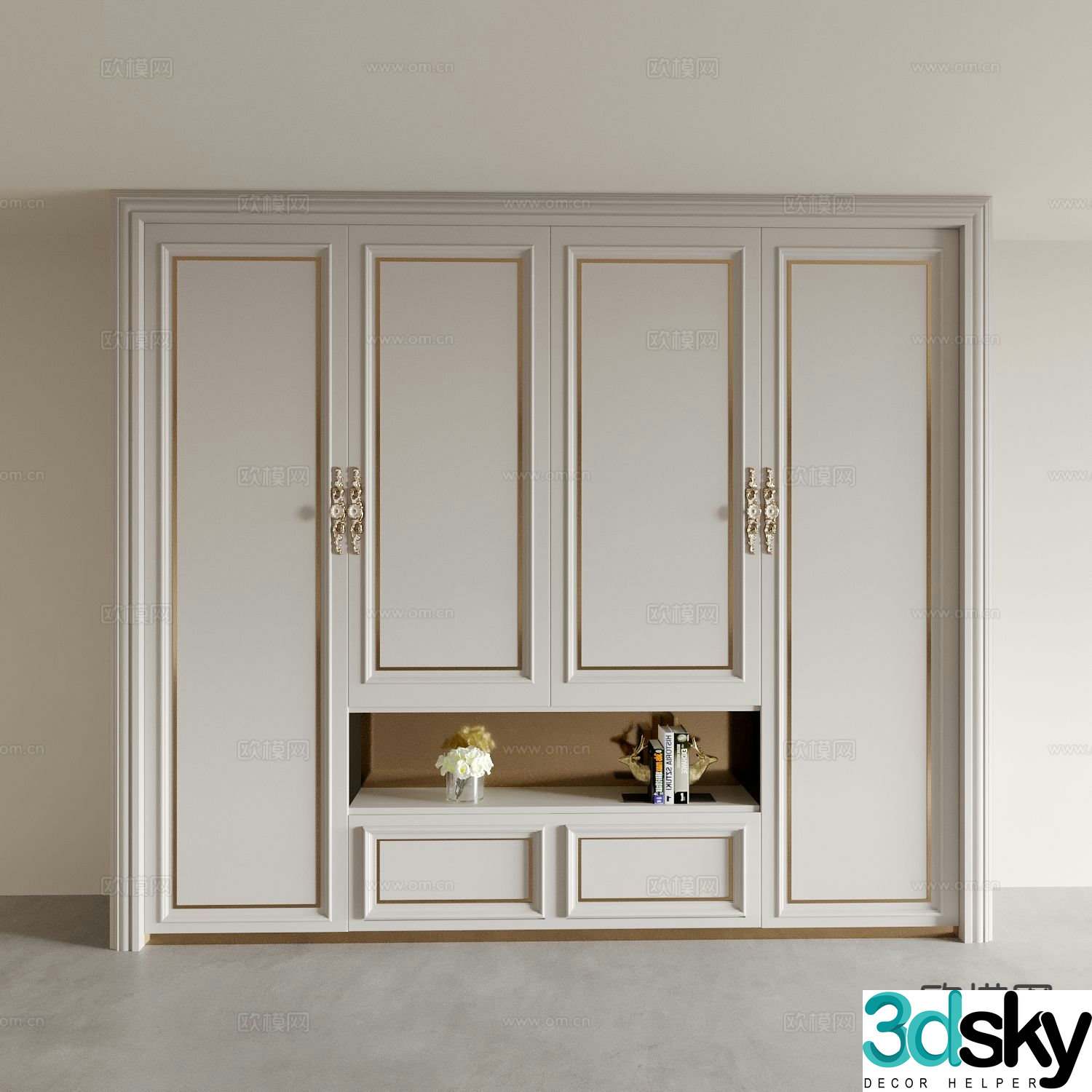 European style wardrobe wardrobe 3d model