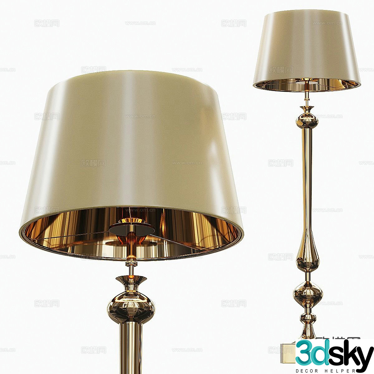 Simple European floor lamp 3d model