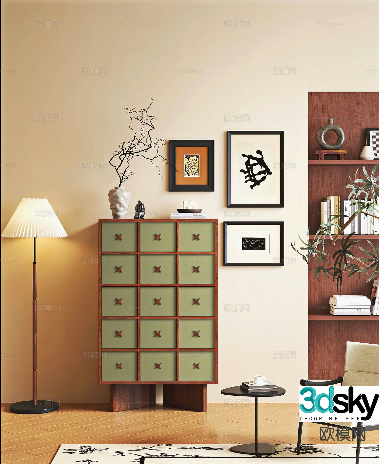 Medieval style end view cabinet 3D model