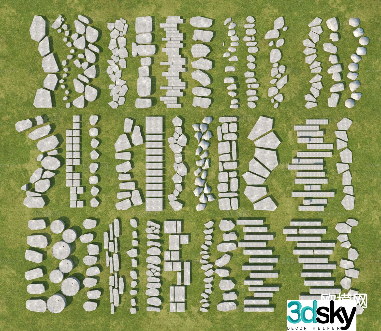 Park Tingbu bluestone gravel trail 3D model