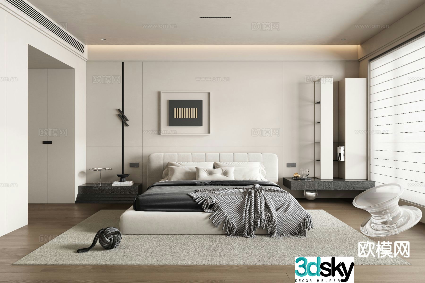 Modern minimalist bedroom master bedroom 3d model
