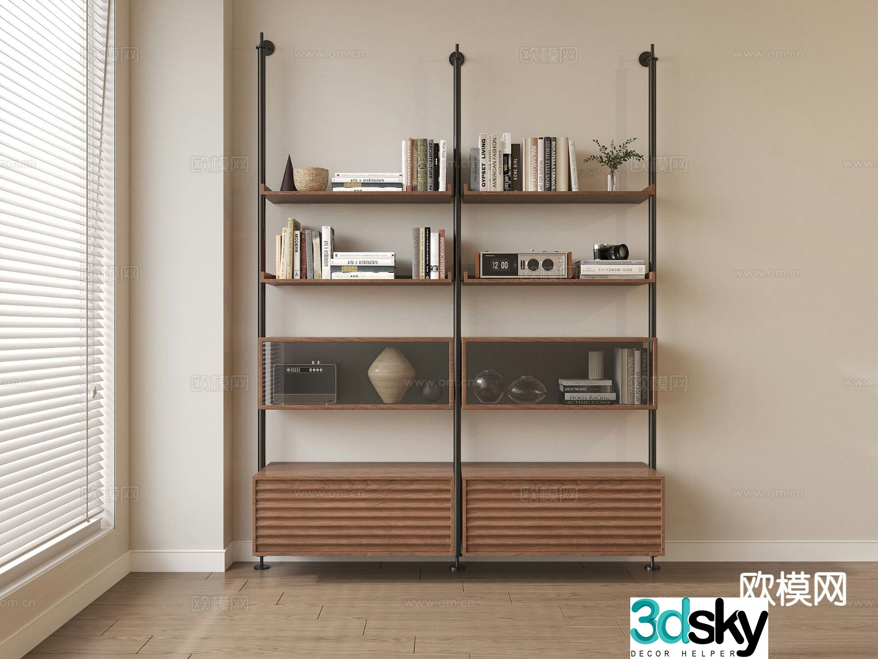 French bookcase bookshelf 3d model