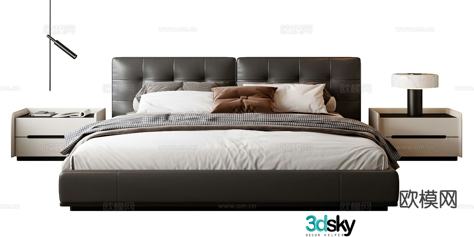 Italian double bed 3d model