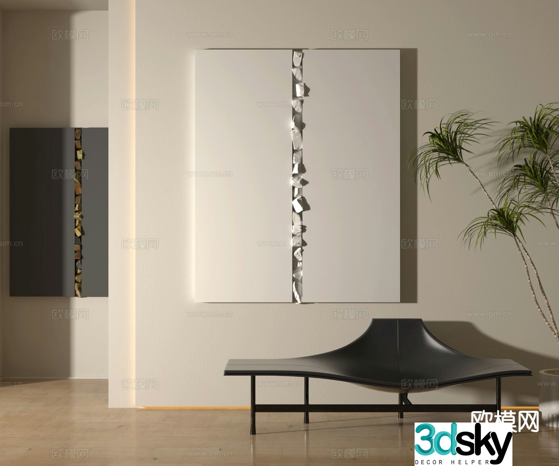 Modern decorative hanging painting three-dimensional painting Zen hanging painting 3D model