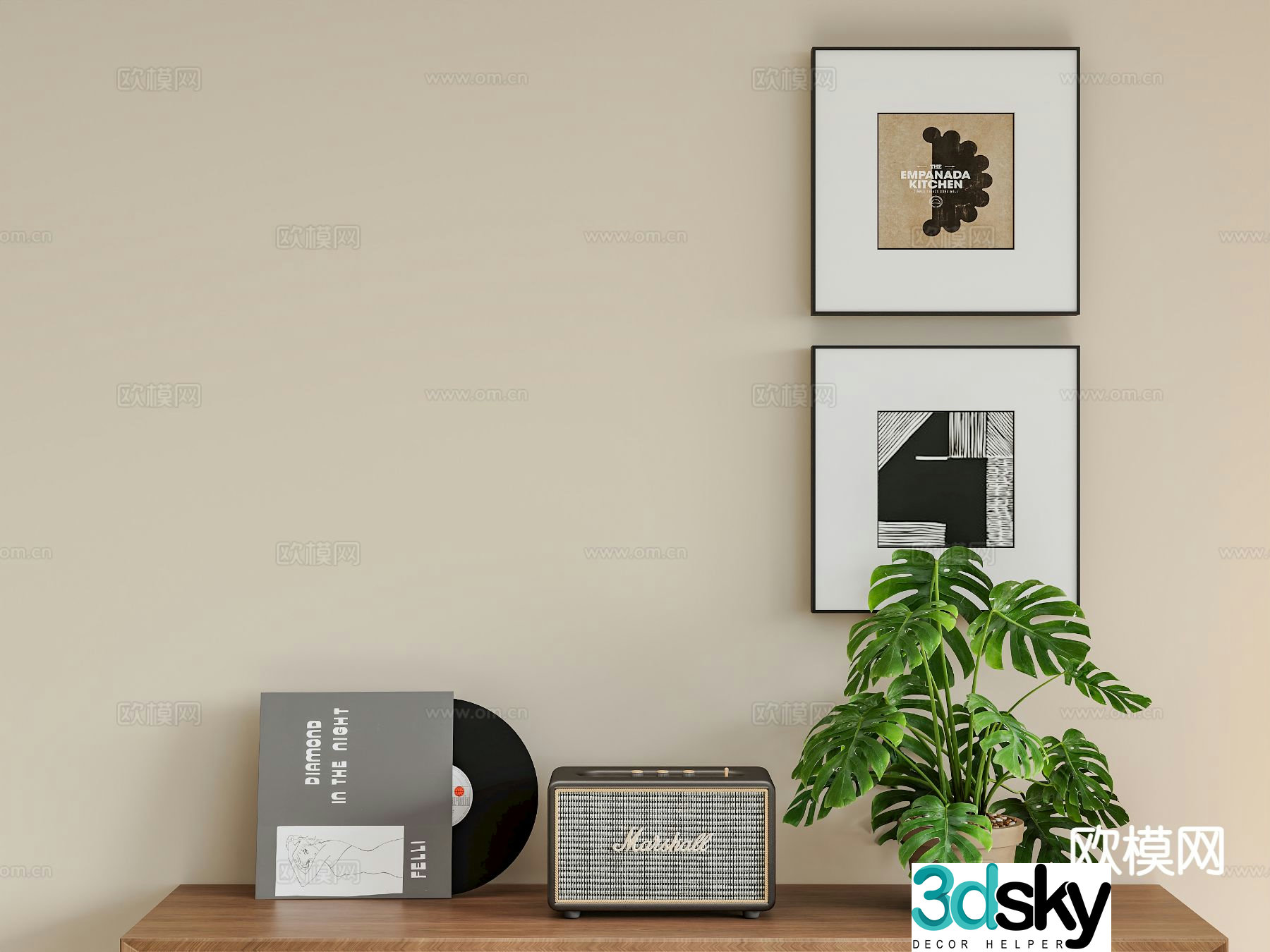 modern monstera audio record 3d model