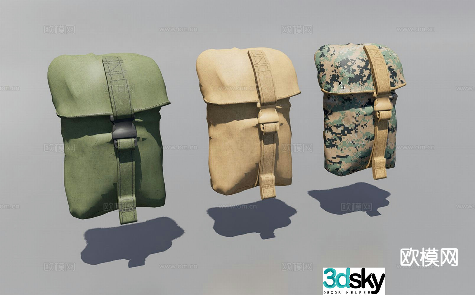 Military backpack bag 3d model