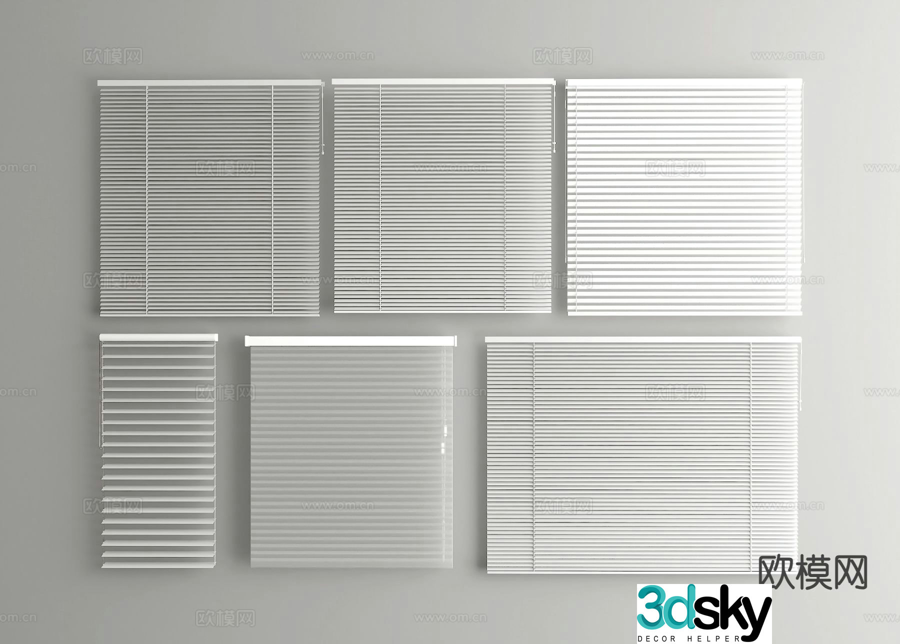 Modern roller blinds curtains 3d model