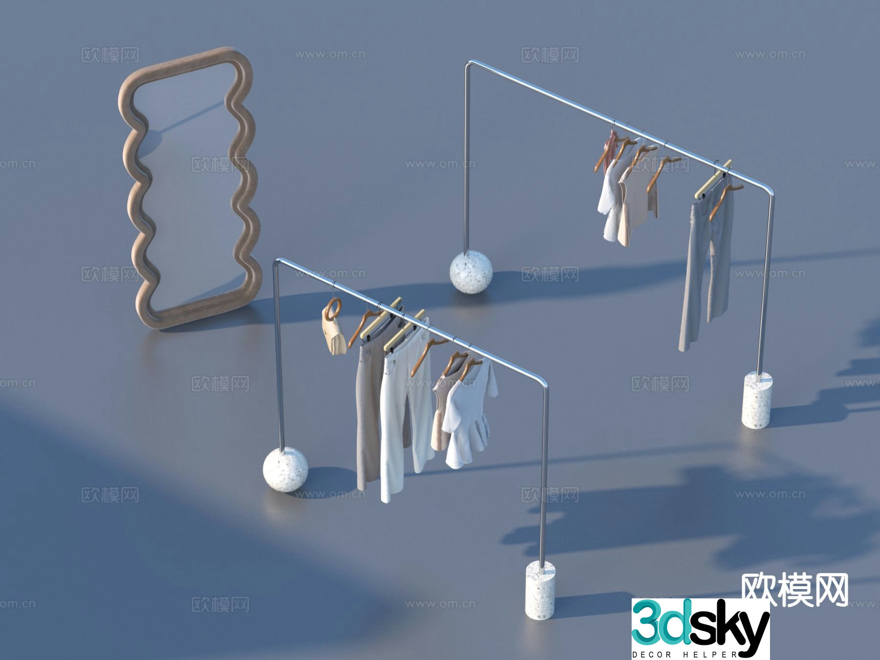clothes hanger clothes drying rack wooden clothes hanger 3d model