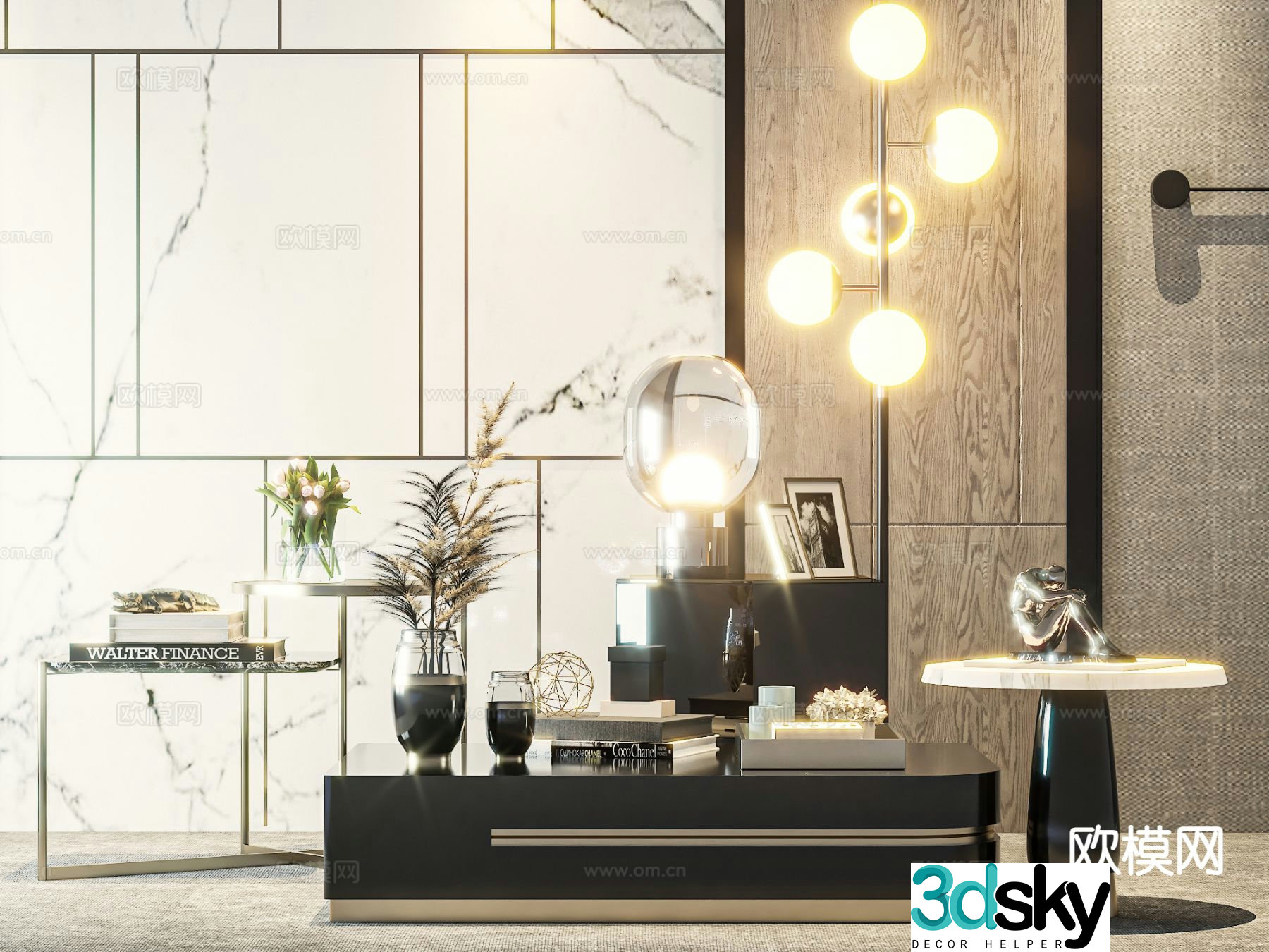 Light luxury coffee table mother-in-law coffee table 3d model