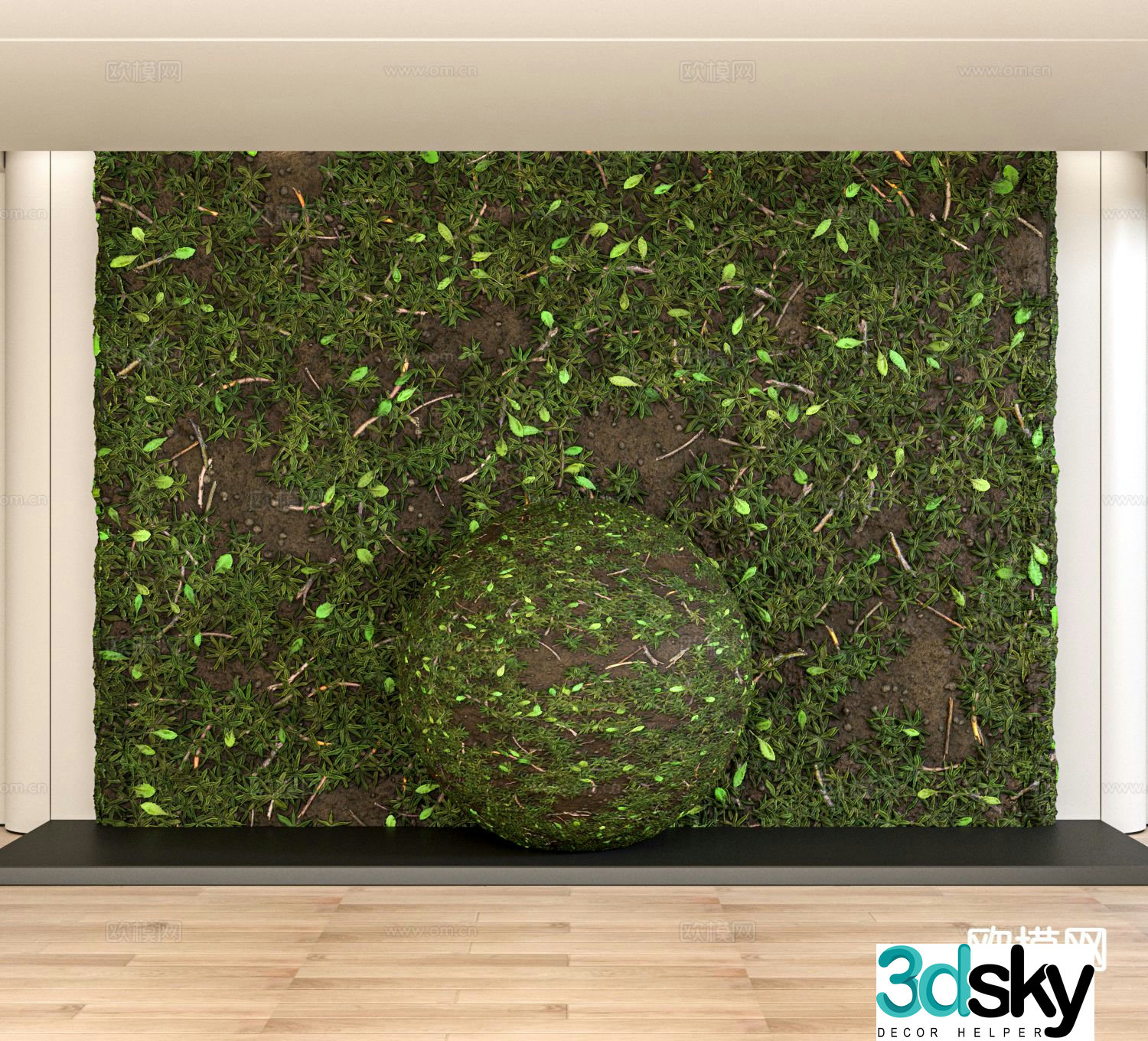Modern lawn grass outdoor grass flowers and greenery 3d model
