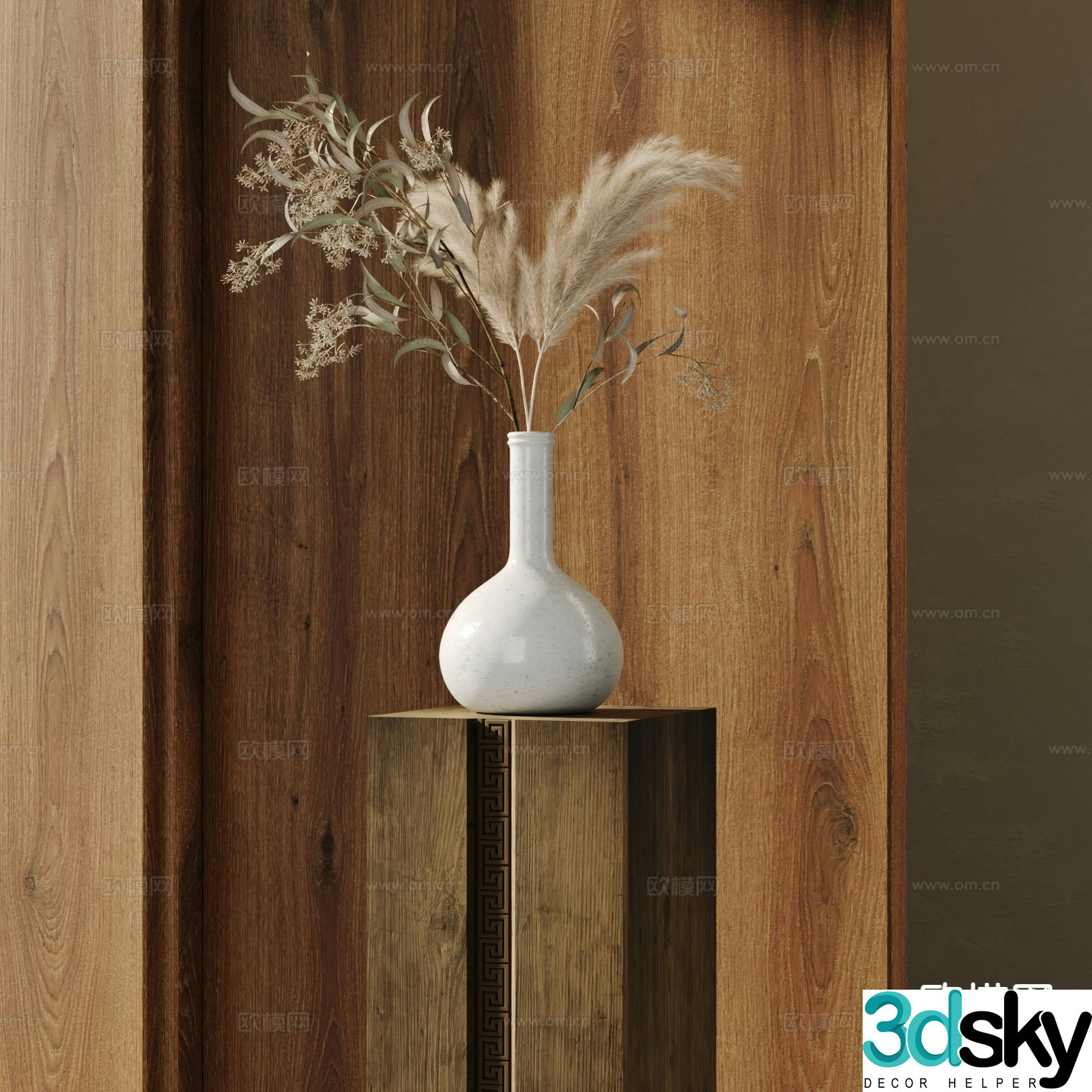 New Chinese vase floral arrangement flowers dried branches 3d model