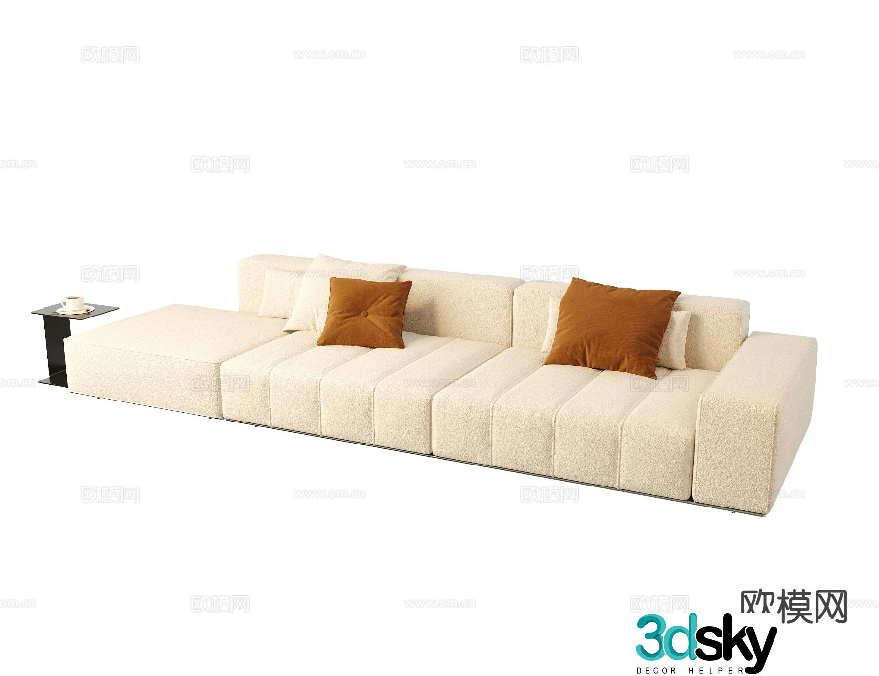 Cream style sofa three person sofa 3d model