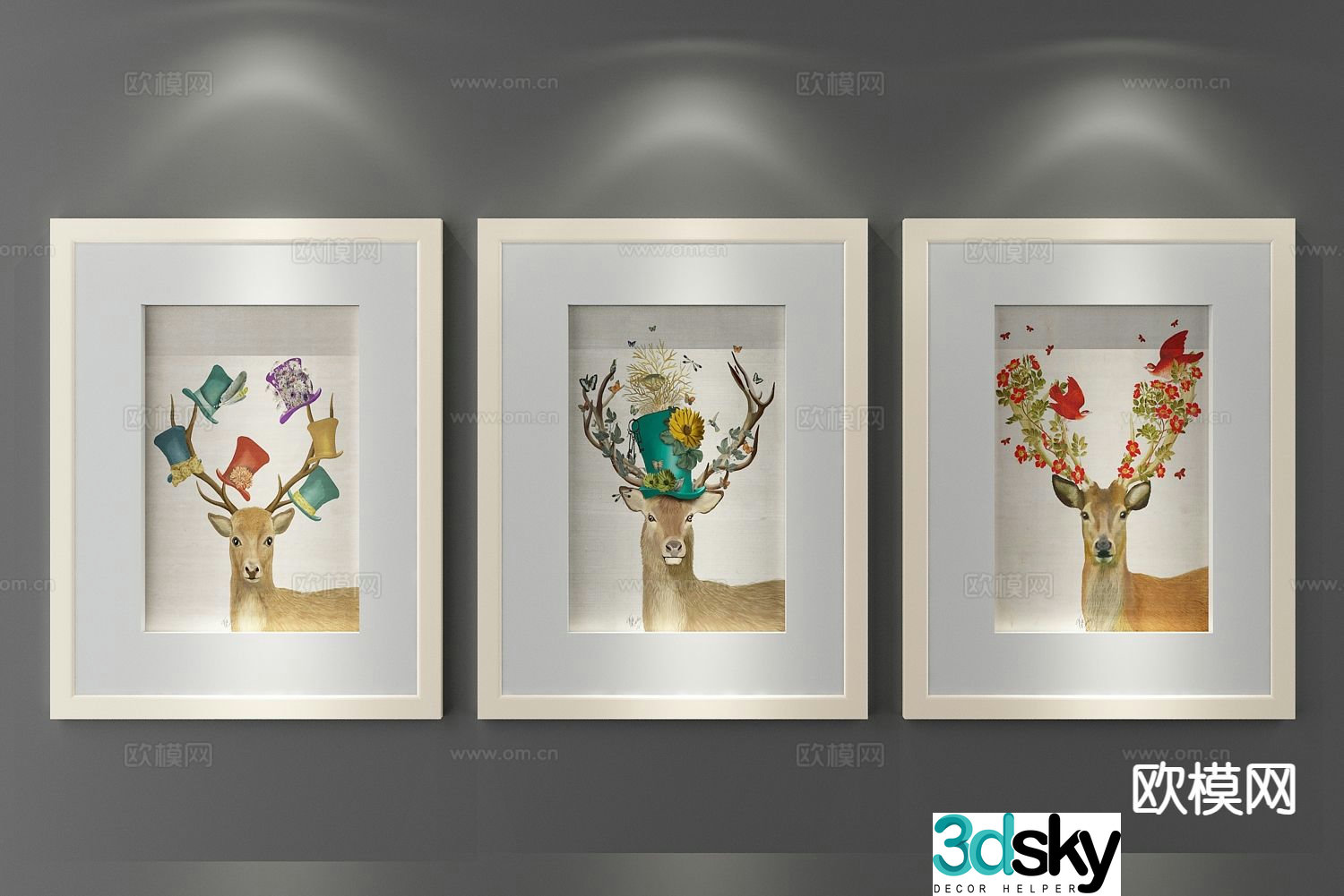 Decorative painting animal painting cartoon hanging painting 3d model