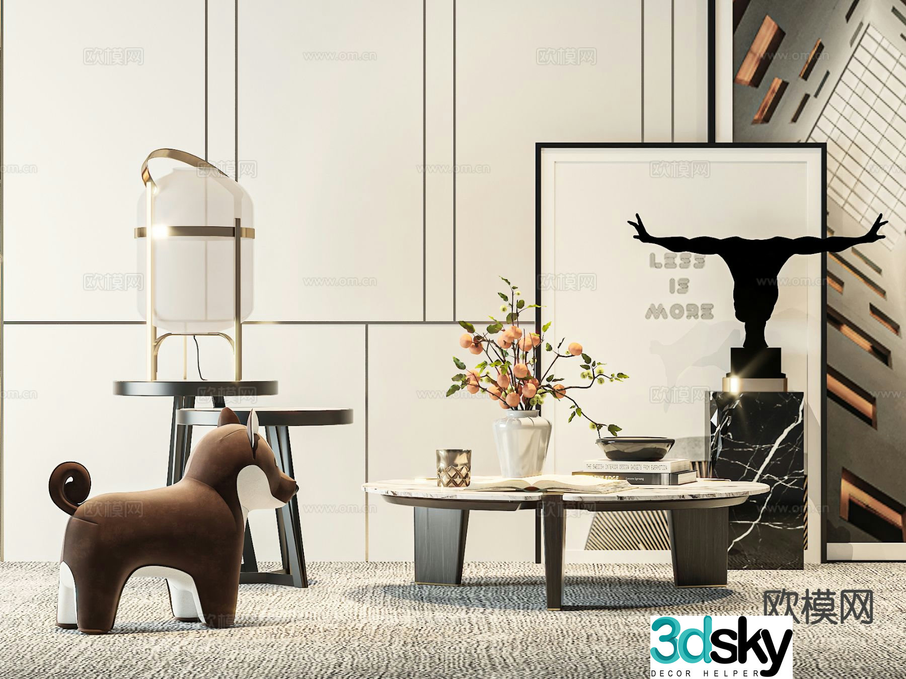 Light luxury coffee table mother-in-law coffee table 3d model