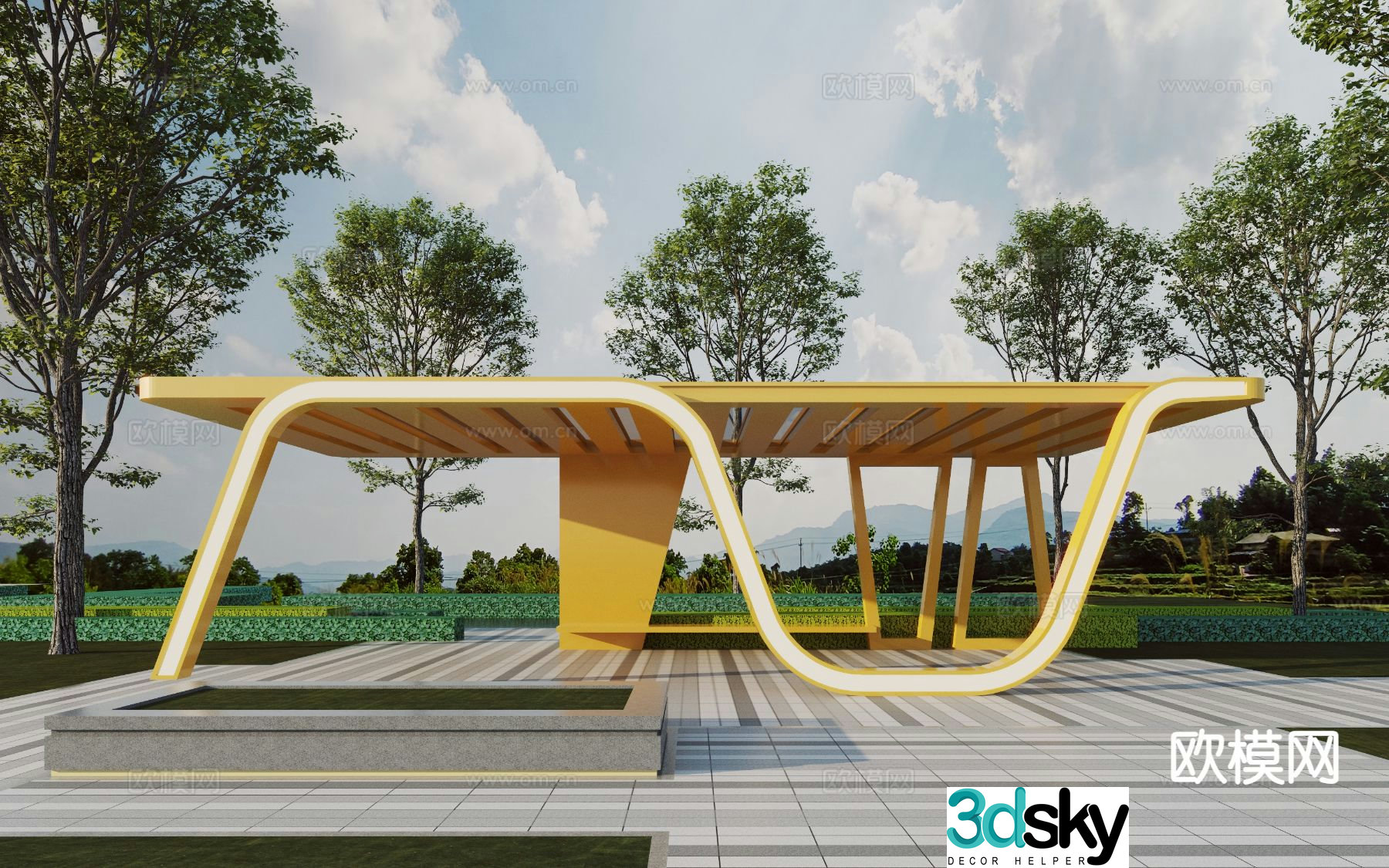 Modern gallery pavilion leisure pavilion 3D model