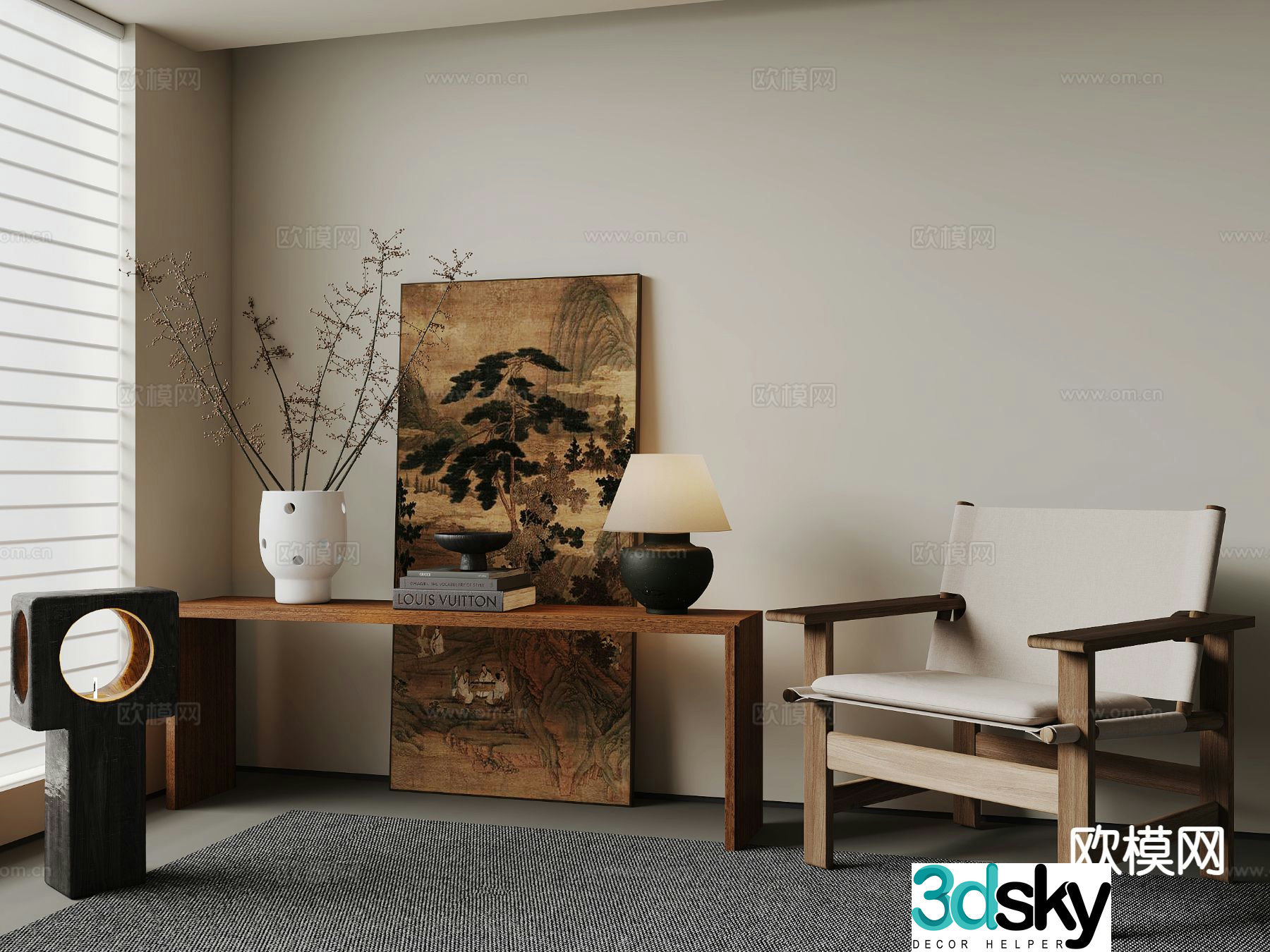 Medieval style leisure chair armchair wooden chair 3d model