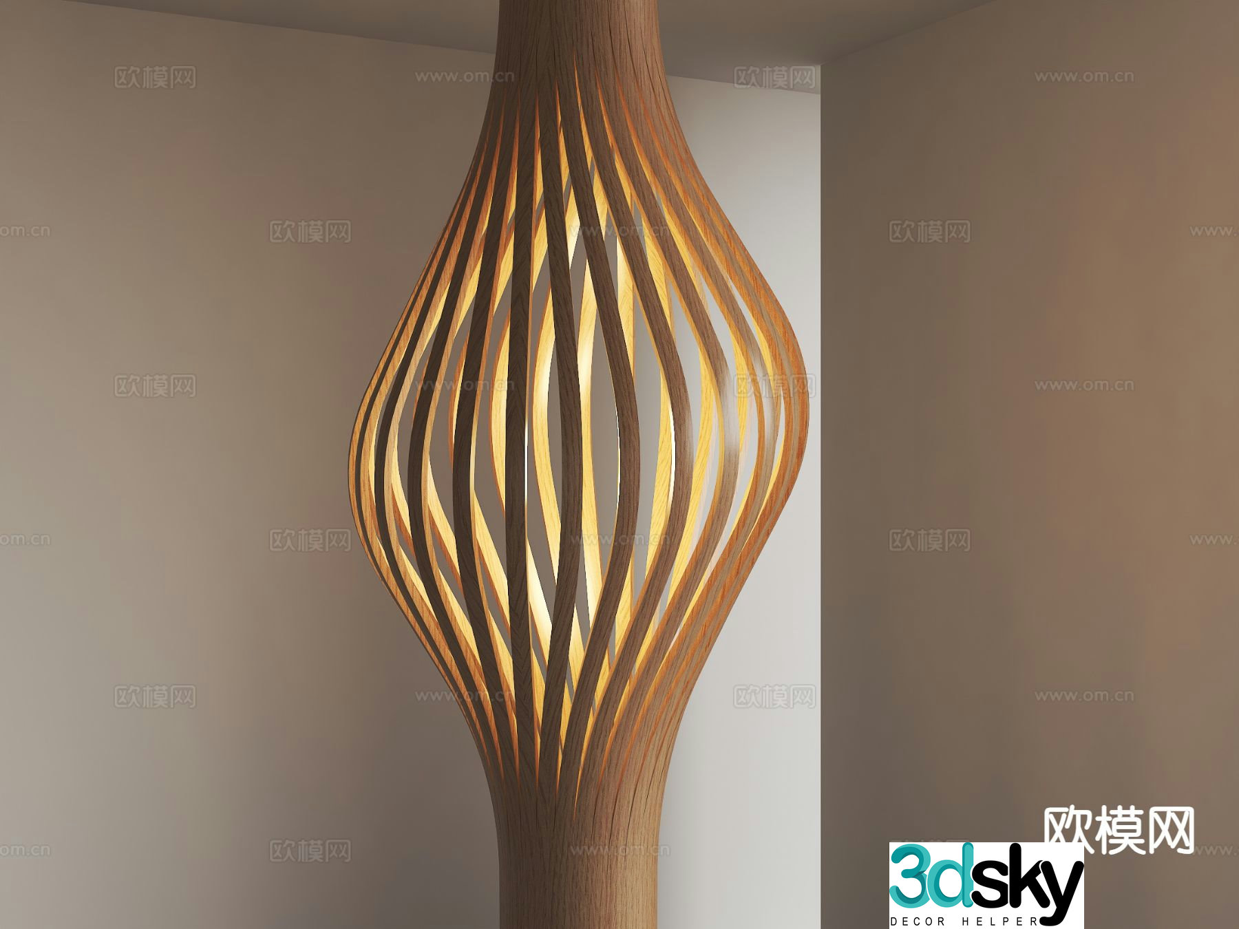 New Chinese style special-shaped lamp rattan lamp pillar lamp creative lamp decorative lamp 3D model