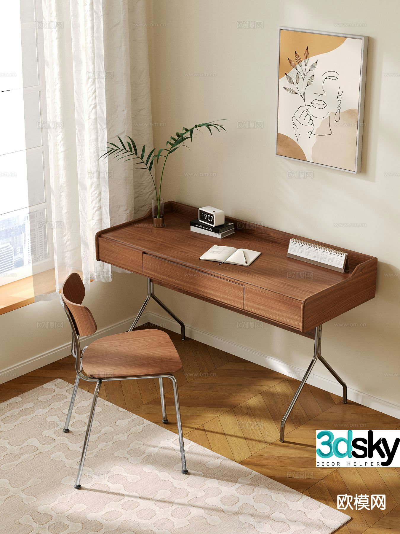 Medieval style desk desk 3d model